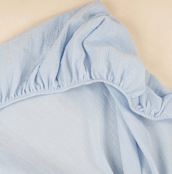 Bebek Yorgan Nevresim Seti - İki Katlı Organik Muslin - Bebe Mavi