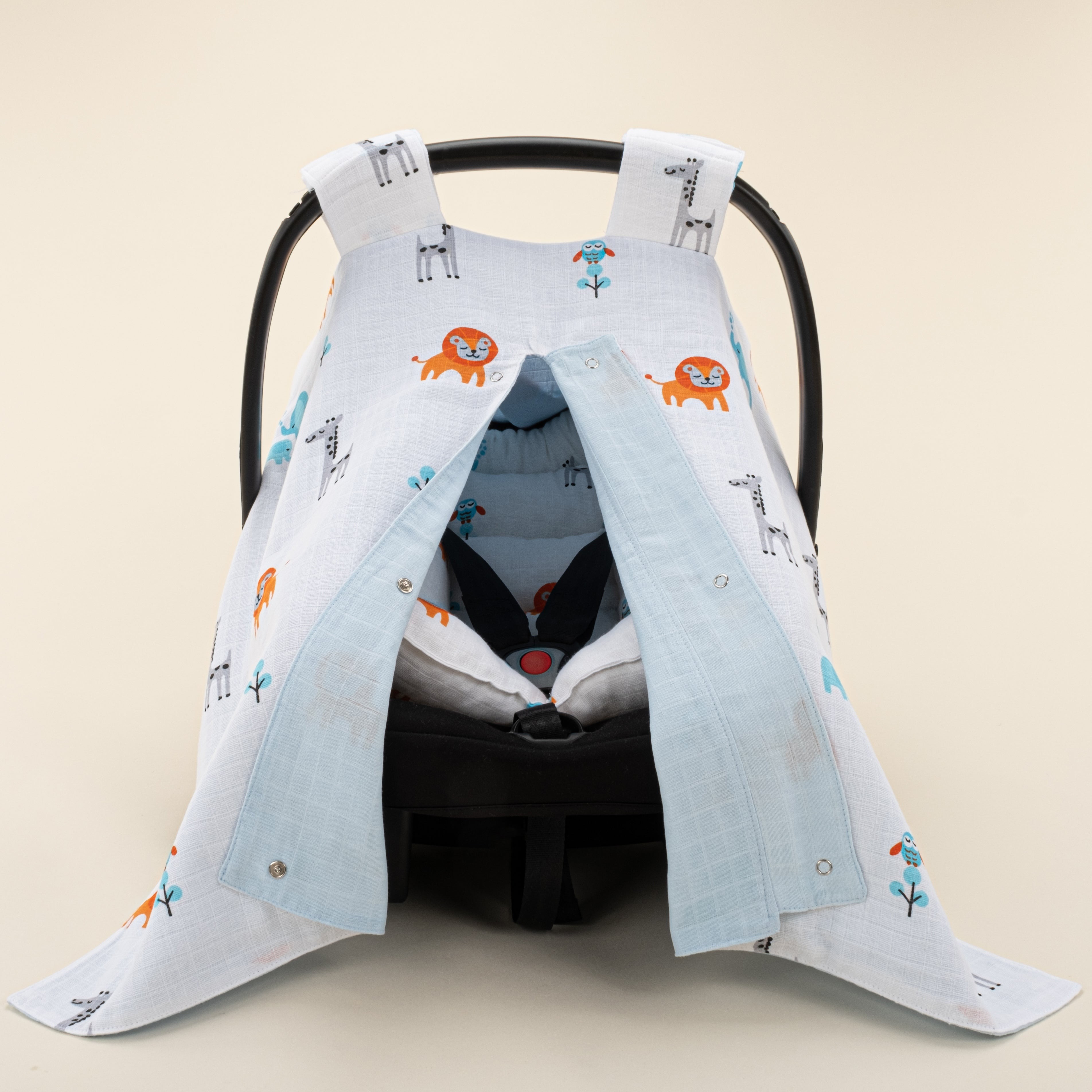 Puset Seti - Çift Taraflı - Bebe Mavi Muslin - Fil