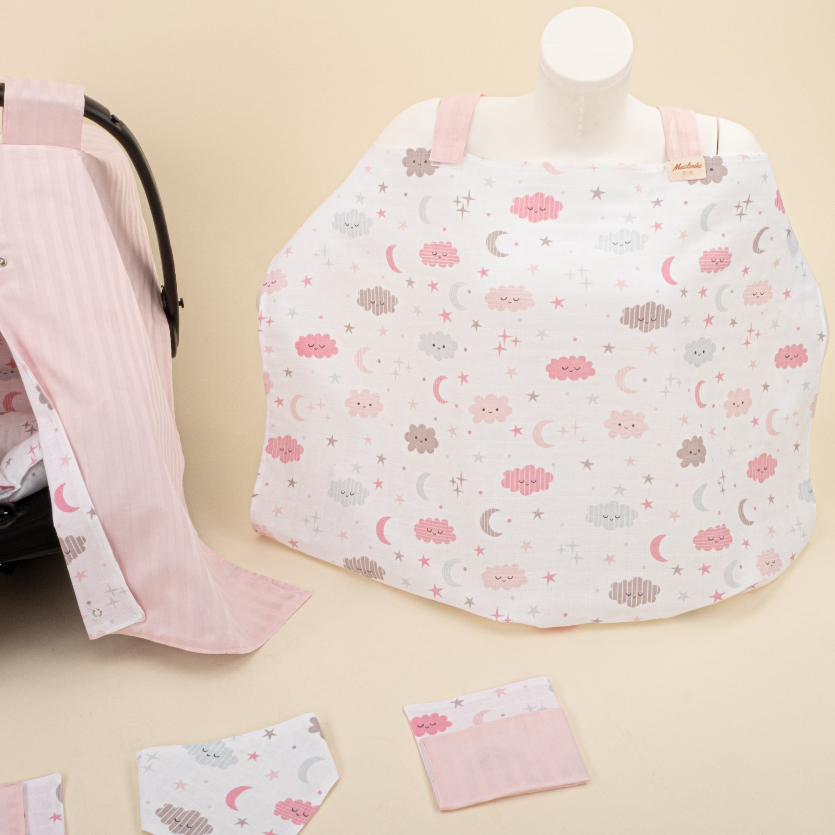 11 Parça Avantajlı Set - Çift Taraflı - Pembe Saten - Pembe Bulut