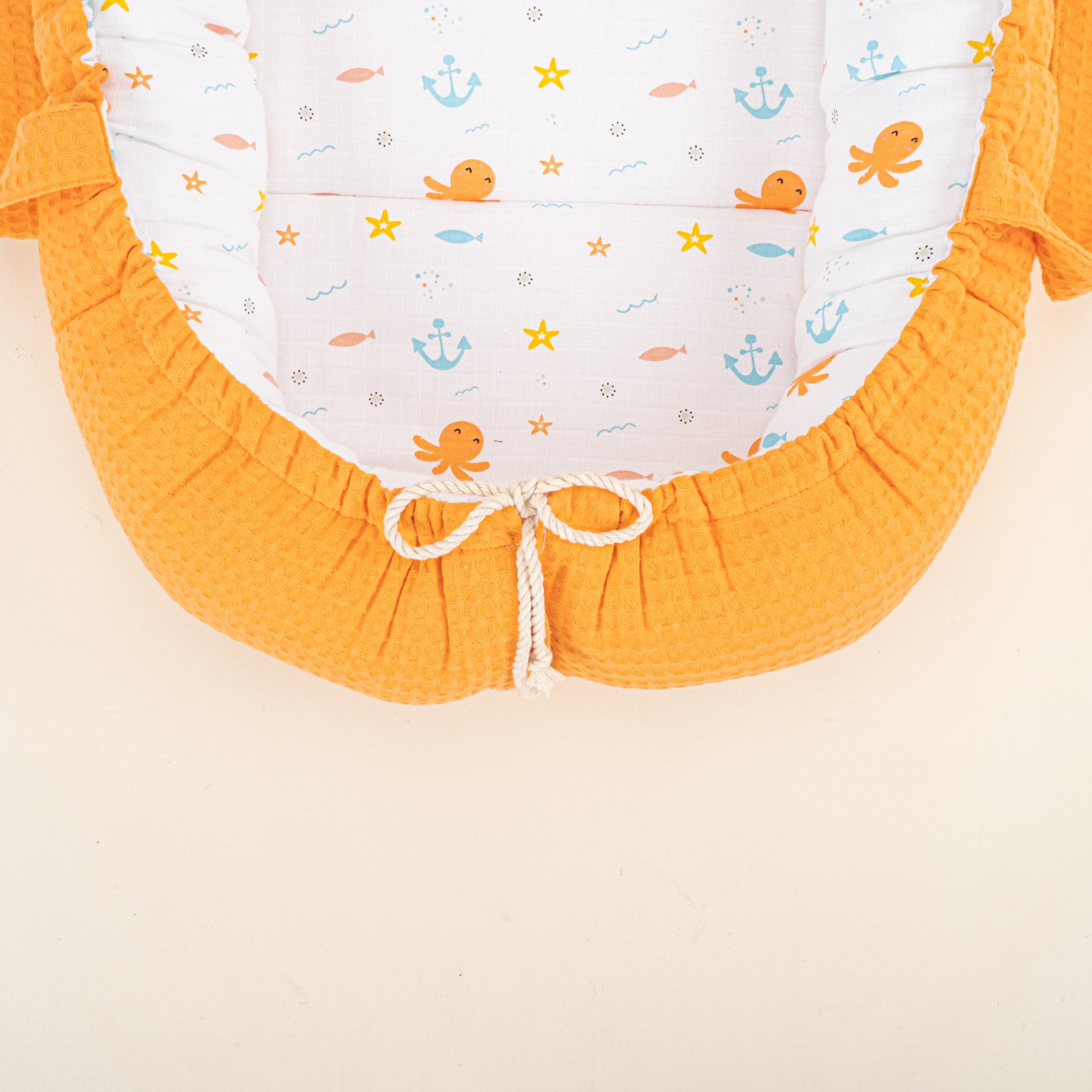 Babynest  ve Yastık- Çift Taraflı - Oranj Petek - Ahtapot