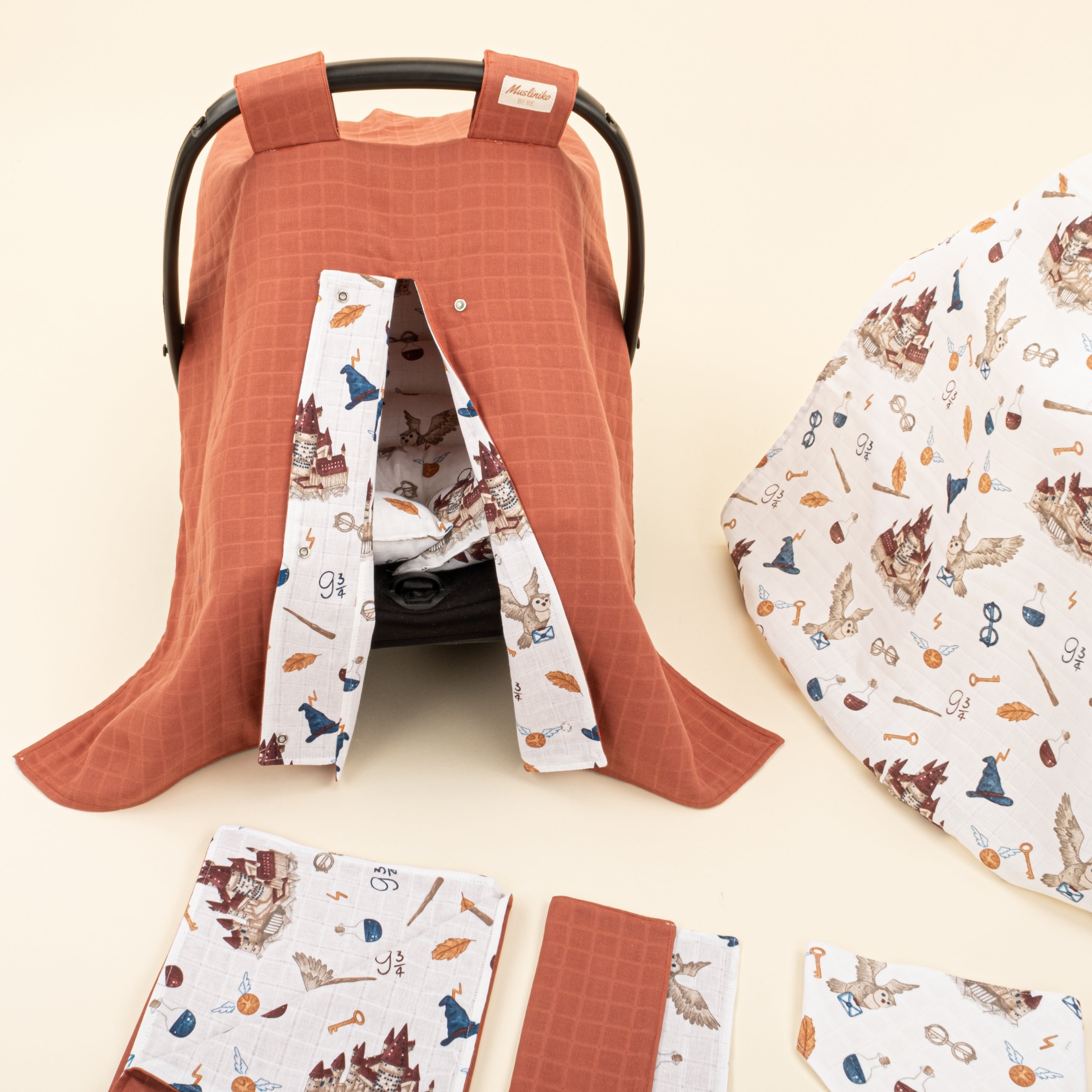 9 Parça Avantajlı Set - Çift Taraflı - Koyu Kiremit Muslin - Harry