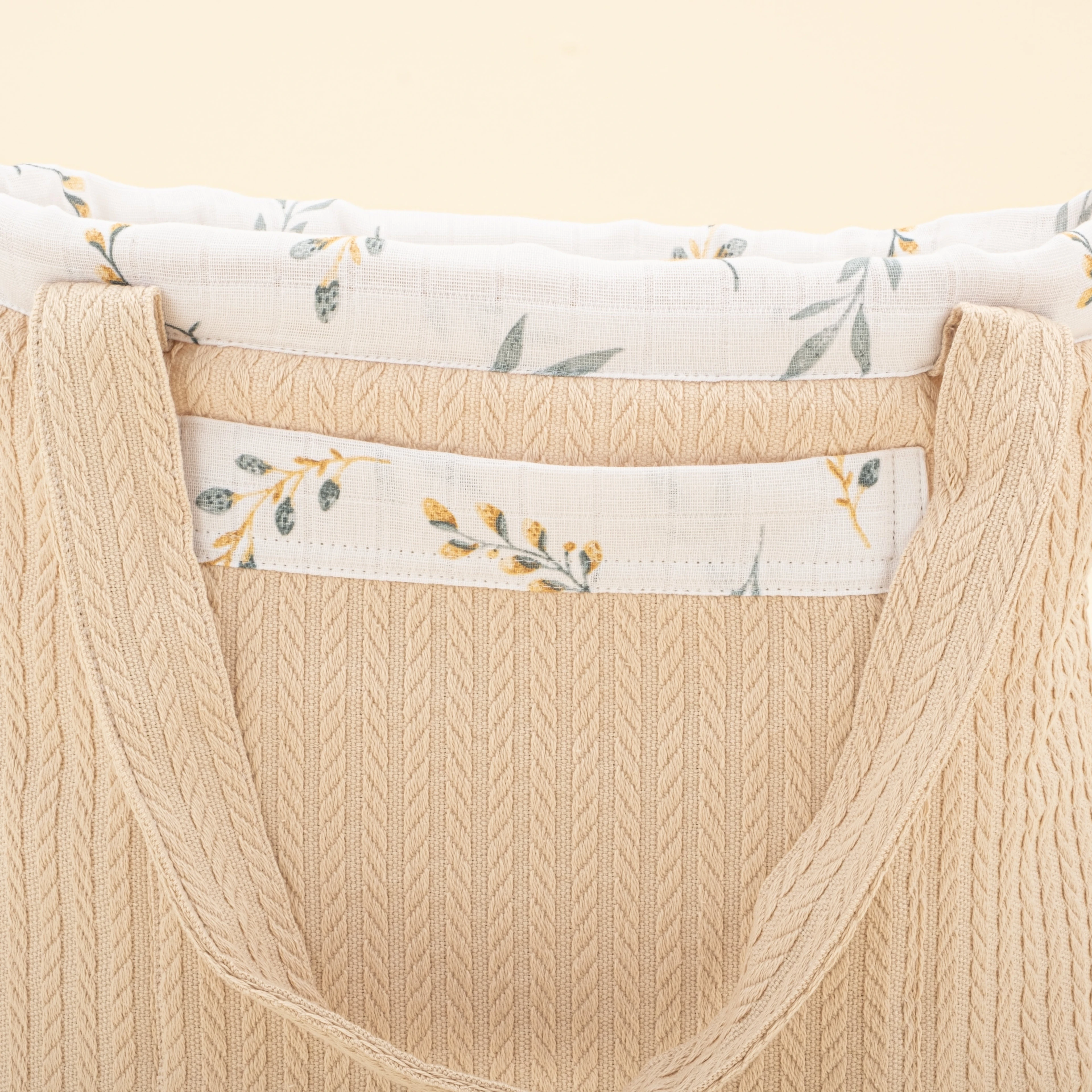 Bebek Bakım Çantası - Sütlü Kahve Örgü - Yapraklar