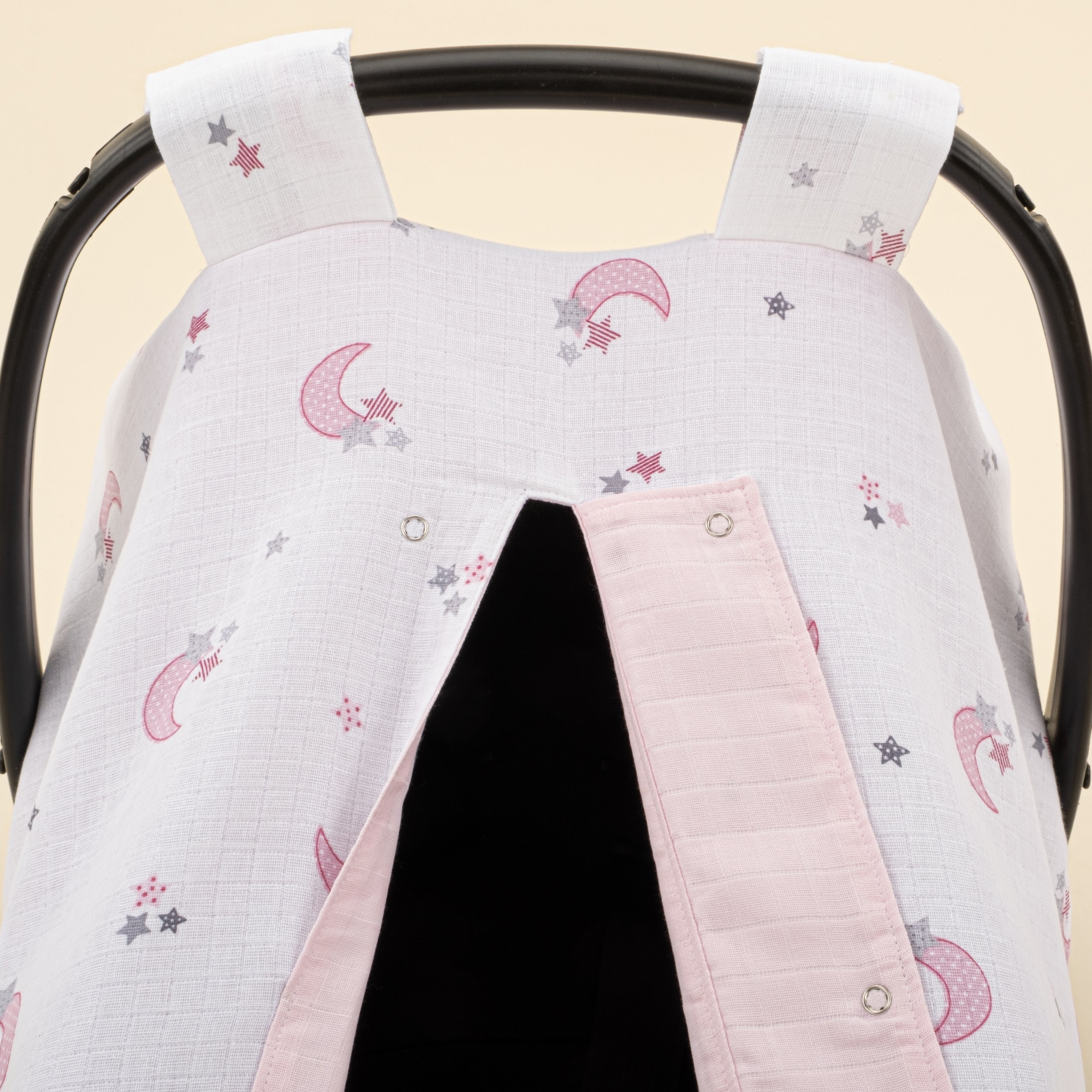 Puset Örtüsü - Çift Taraflı - Bebe Pembe Muslin - Pembe Ay
