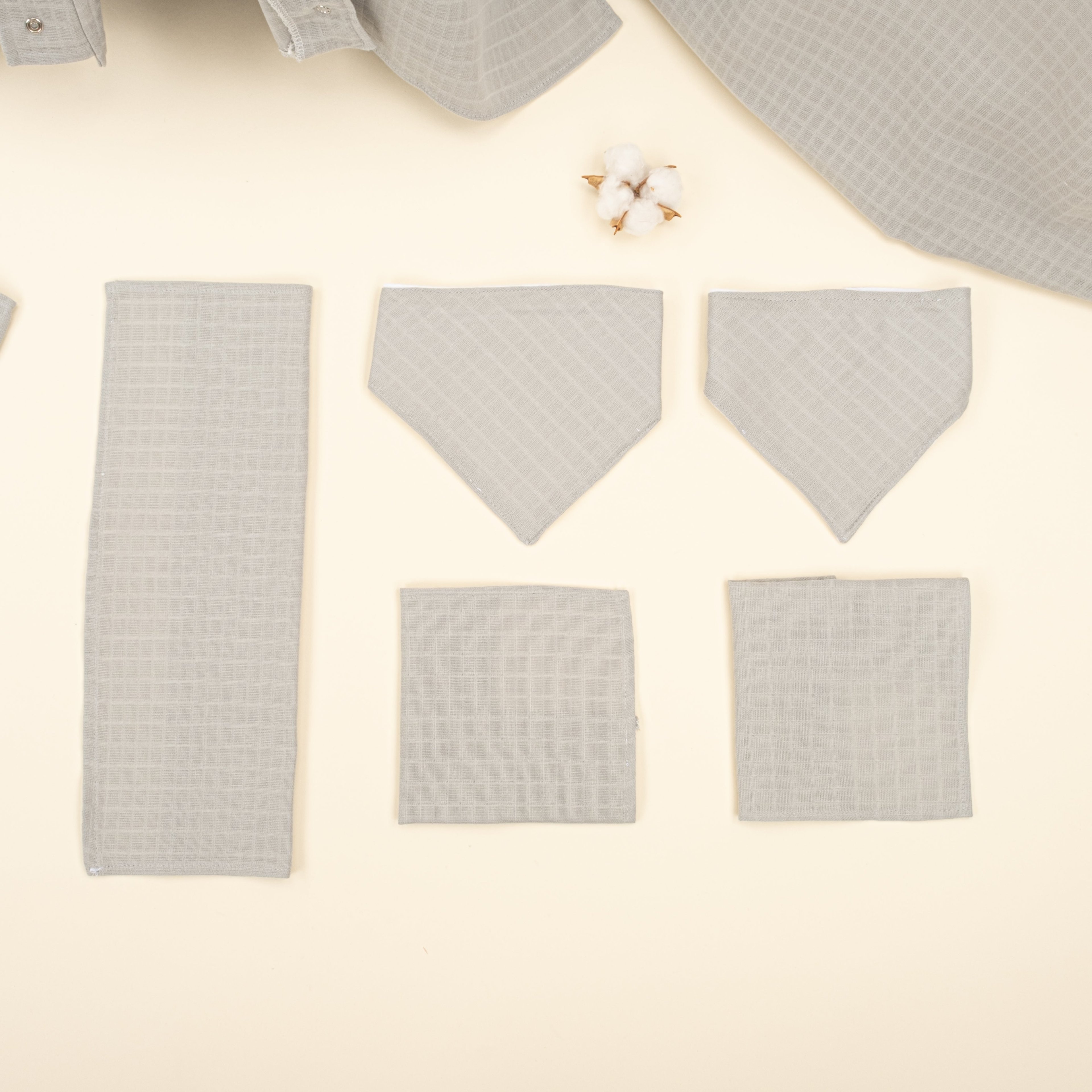11 Parça Avantajlı Set - Tek Taraflı - Açık Gri Muslin