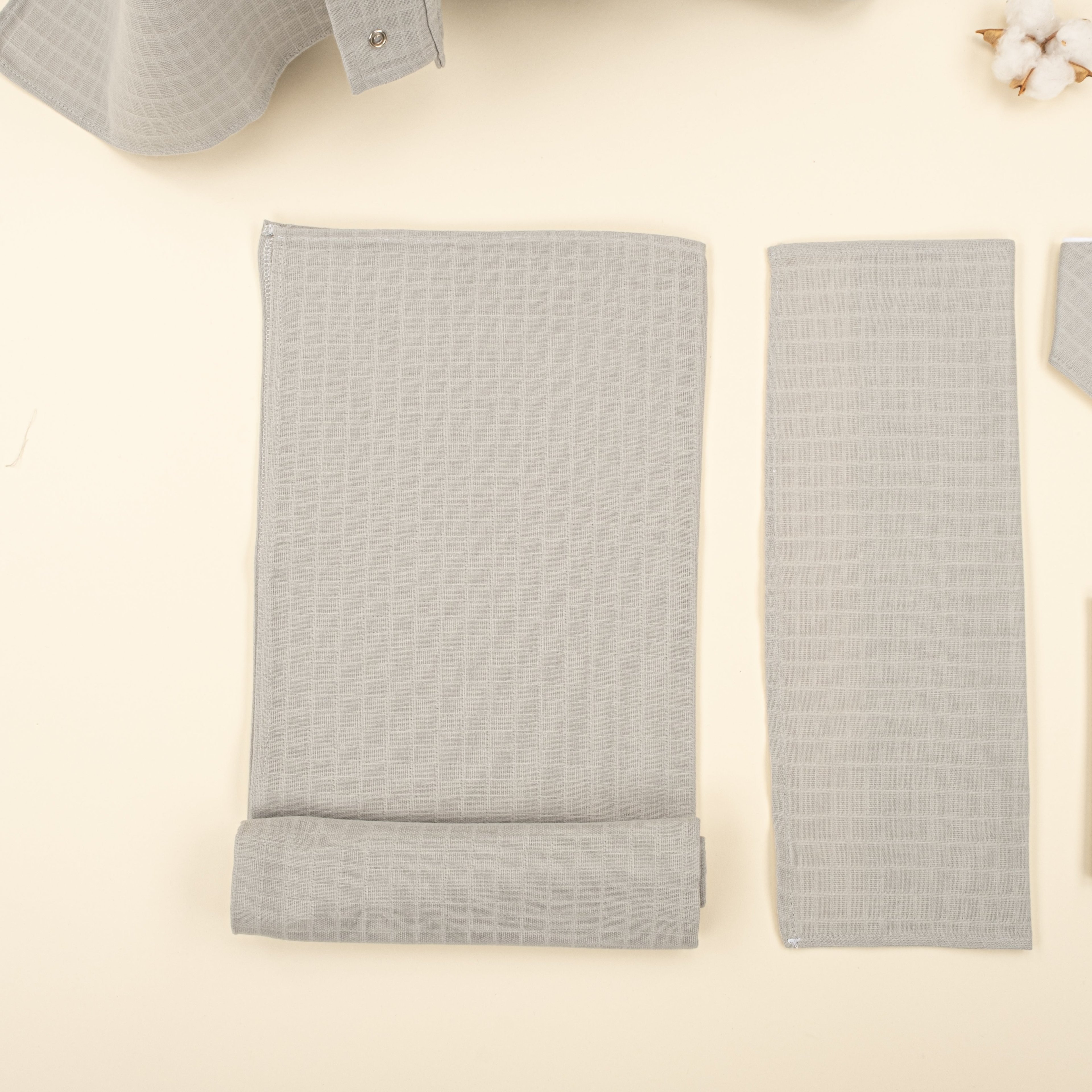9 Parça Avantajlı Set - Tek Taraflı - Açık Gri Muslin
