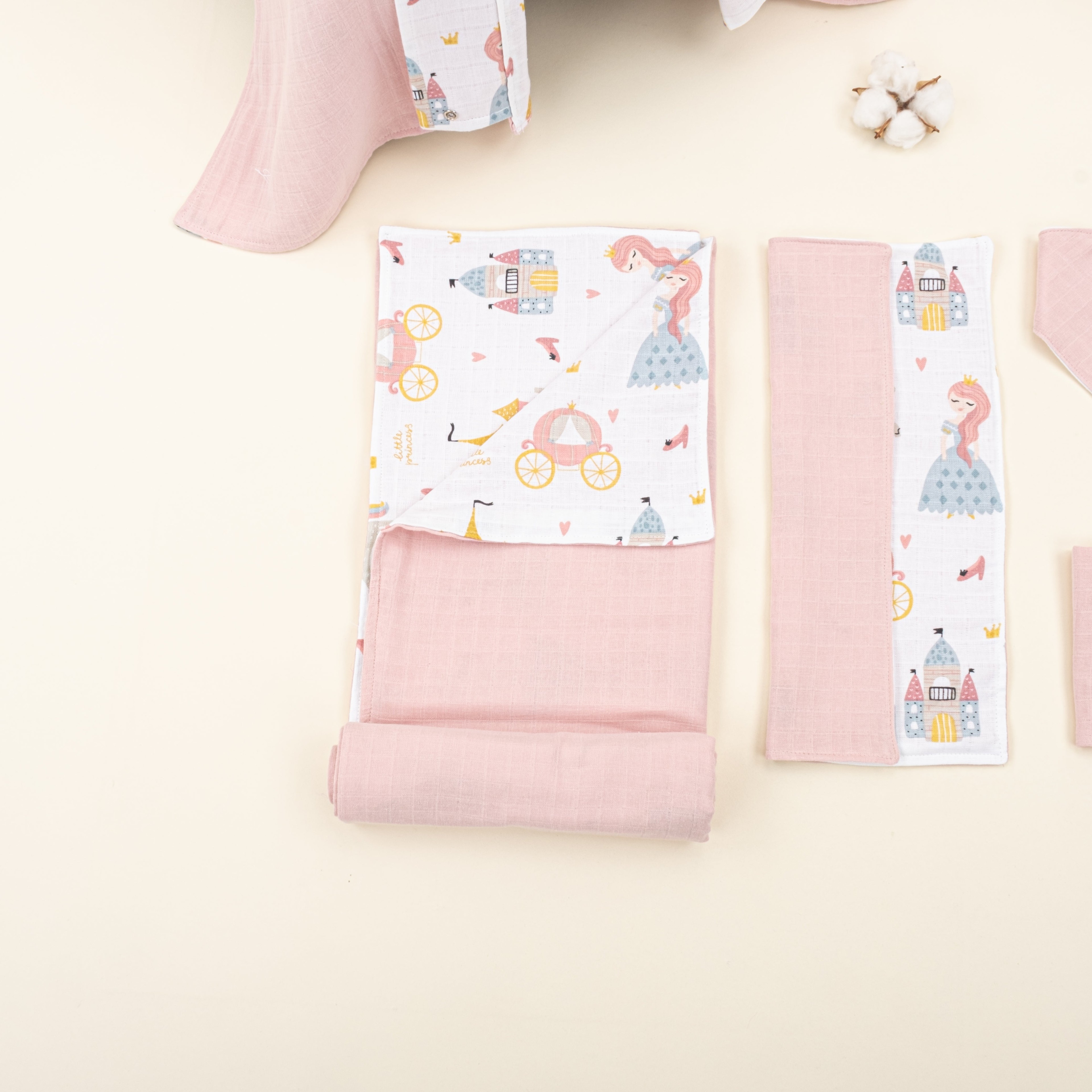 9 Parça Avantajlı Set - Çift Taraflı - Pudra Muslin - Sindirella