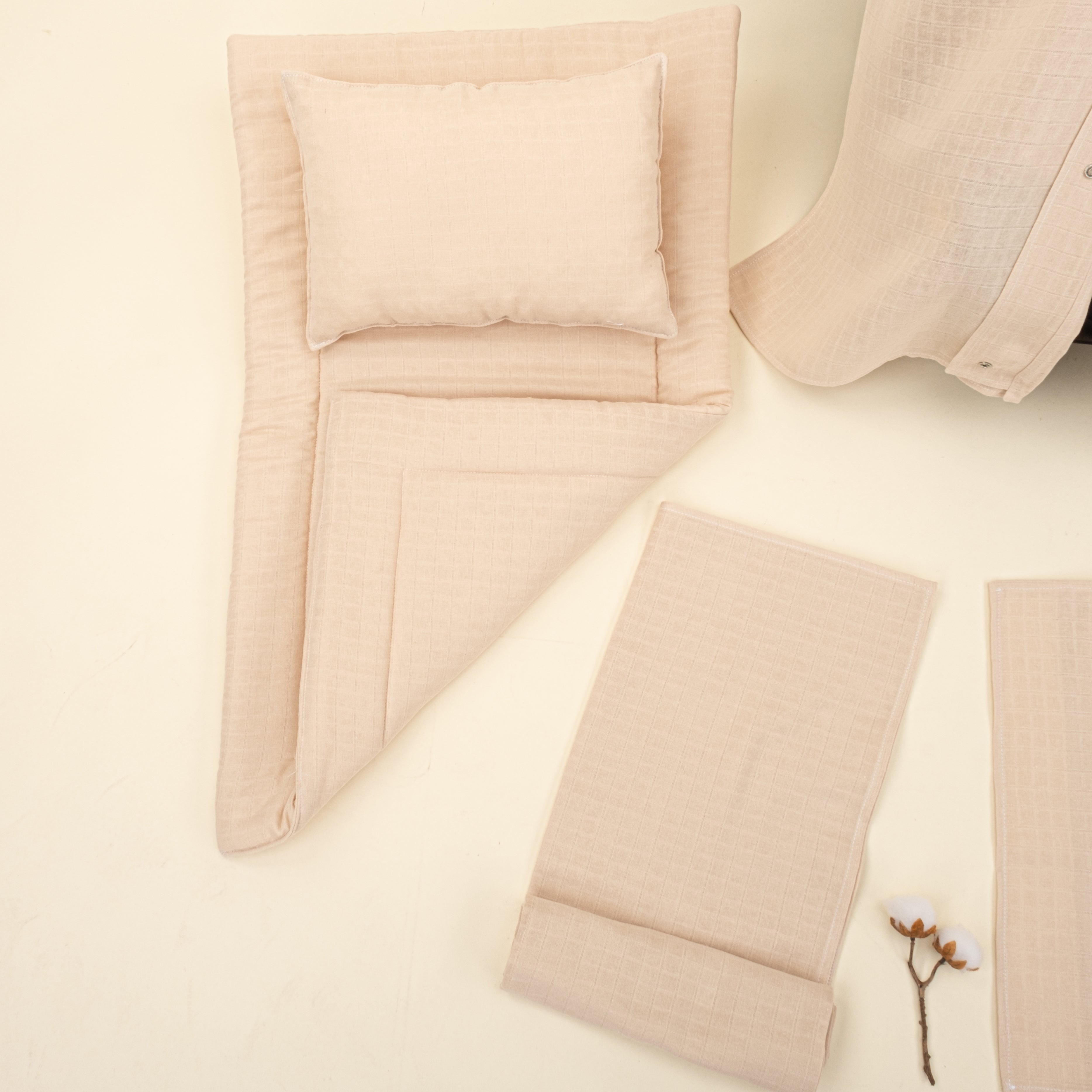 11 Parça Avantajlı Set - Tek Taraflı - Kumsal Beji Muslin