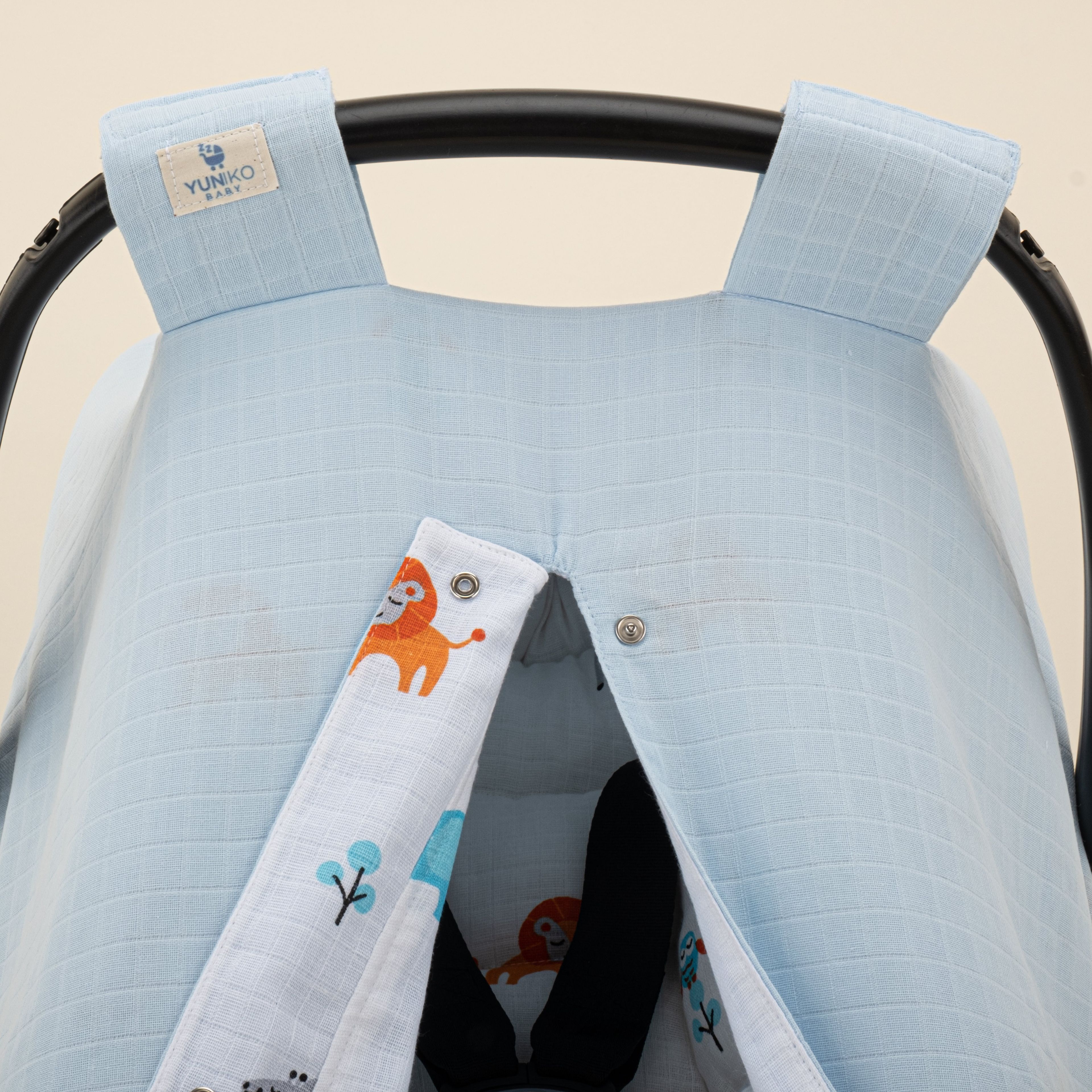Puset Seti - Çift Taraflı - Bebe Mavi Muslin - Fil