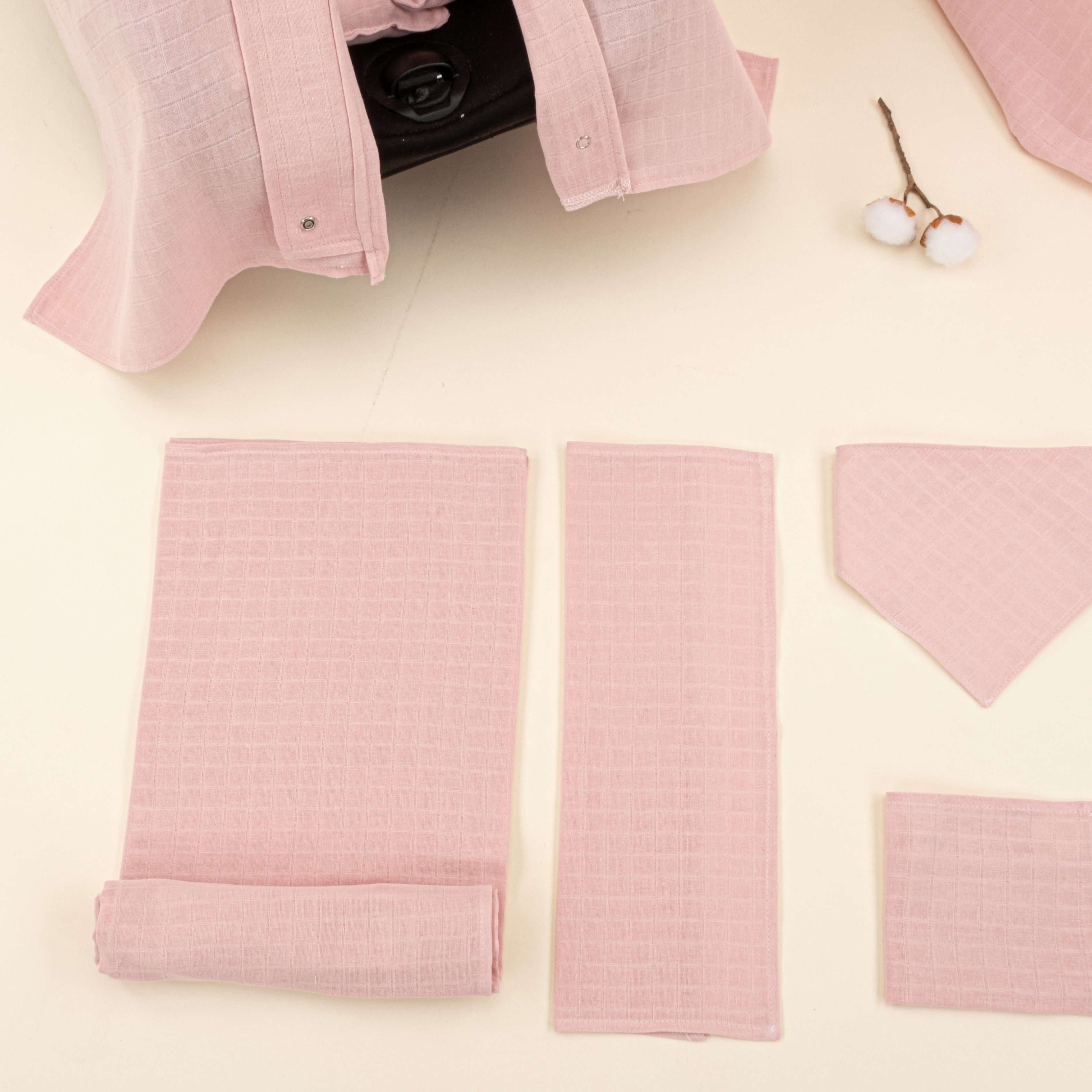 9 Parça Avantajlı Set - Tek Taraflı - Pudra Muslin