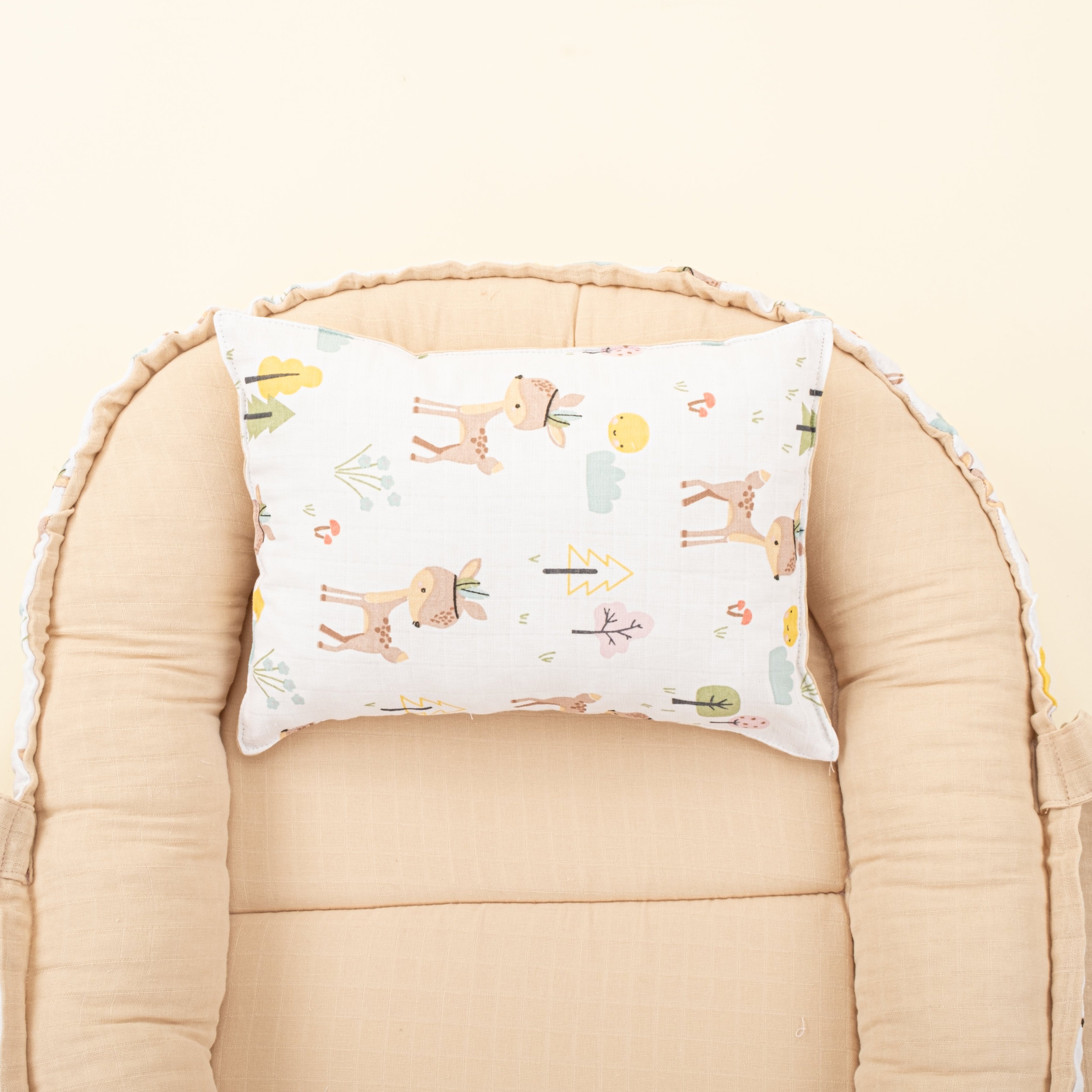 Babynest ve Yastık- Çift Taraflı - Kumsal Beji Muslin - Ceylan