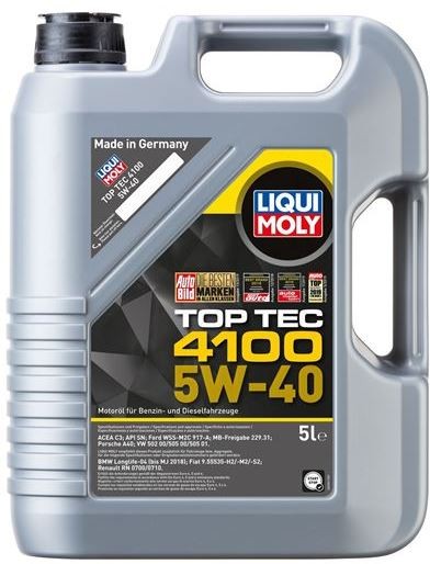 LIQUI MOLY 5W40 Motor Yağı TOP TEC 4100 Tam Sentetik 5 Litre