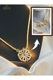 Gizli Kalplerin Sırrı – Mıknatıslı Açılır Çelik Yonca Kolye