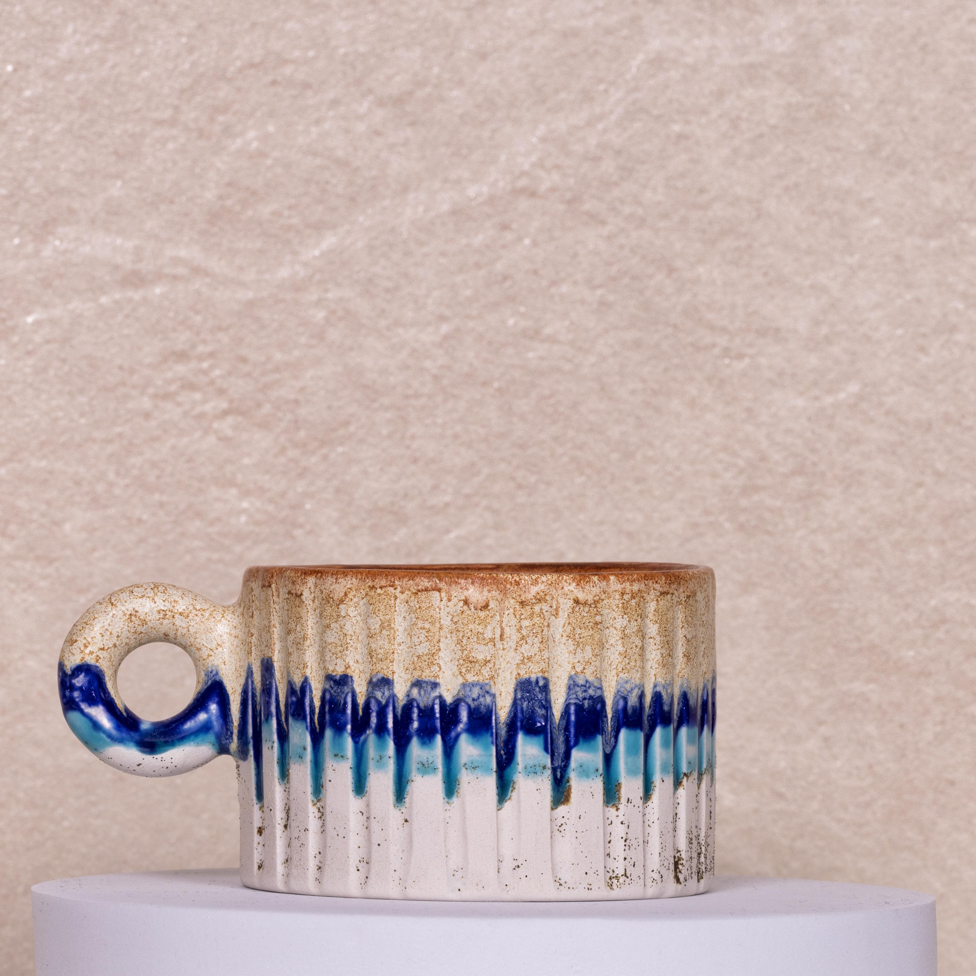 Soft Mavi Kupa Mug - Seramik - El Yapımı