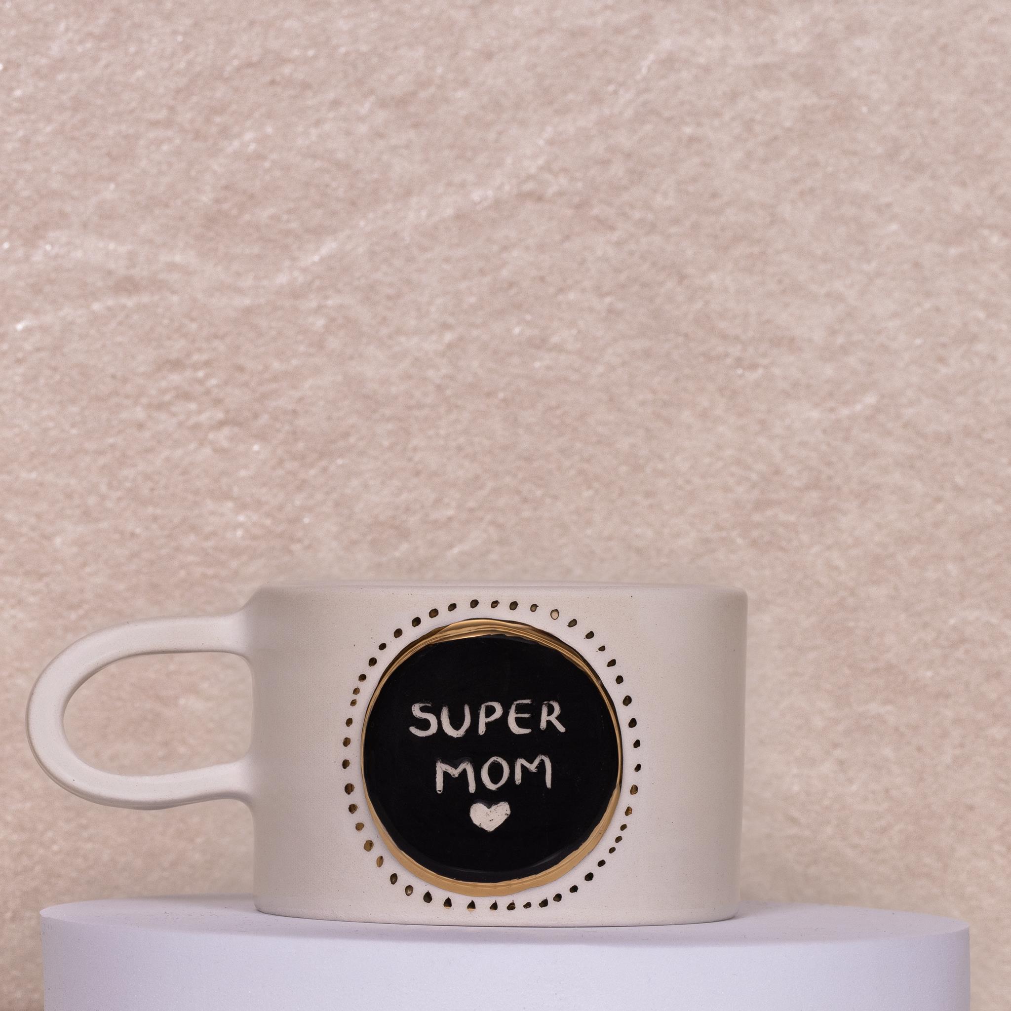 Super Mom Kupa Mug - Seramik - El Yapımı