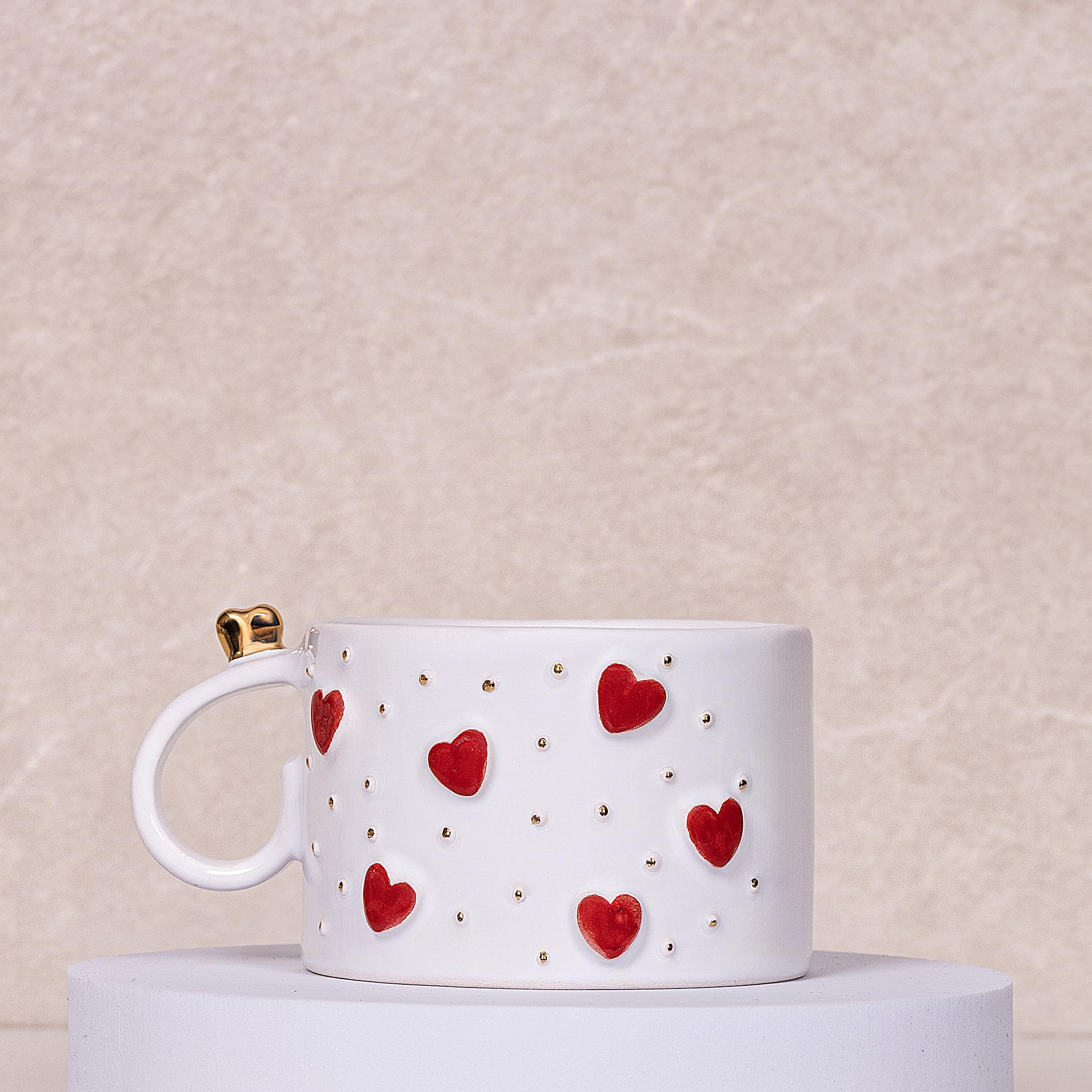 Kalp Kupa Mug - Seramik - El Yapımı