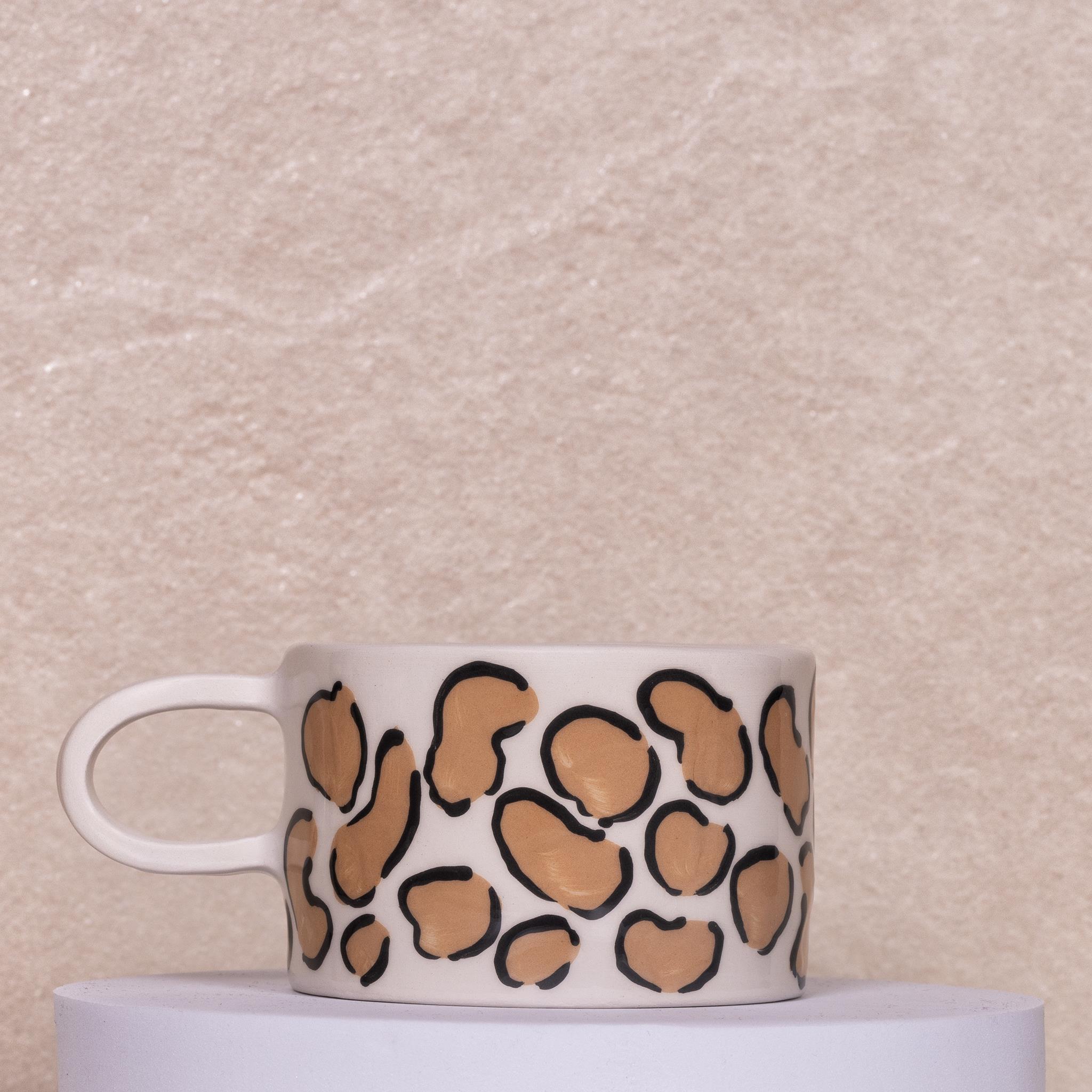 Leopar Desenli Kupa Mug - Seramik - El Yapımı