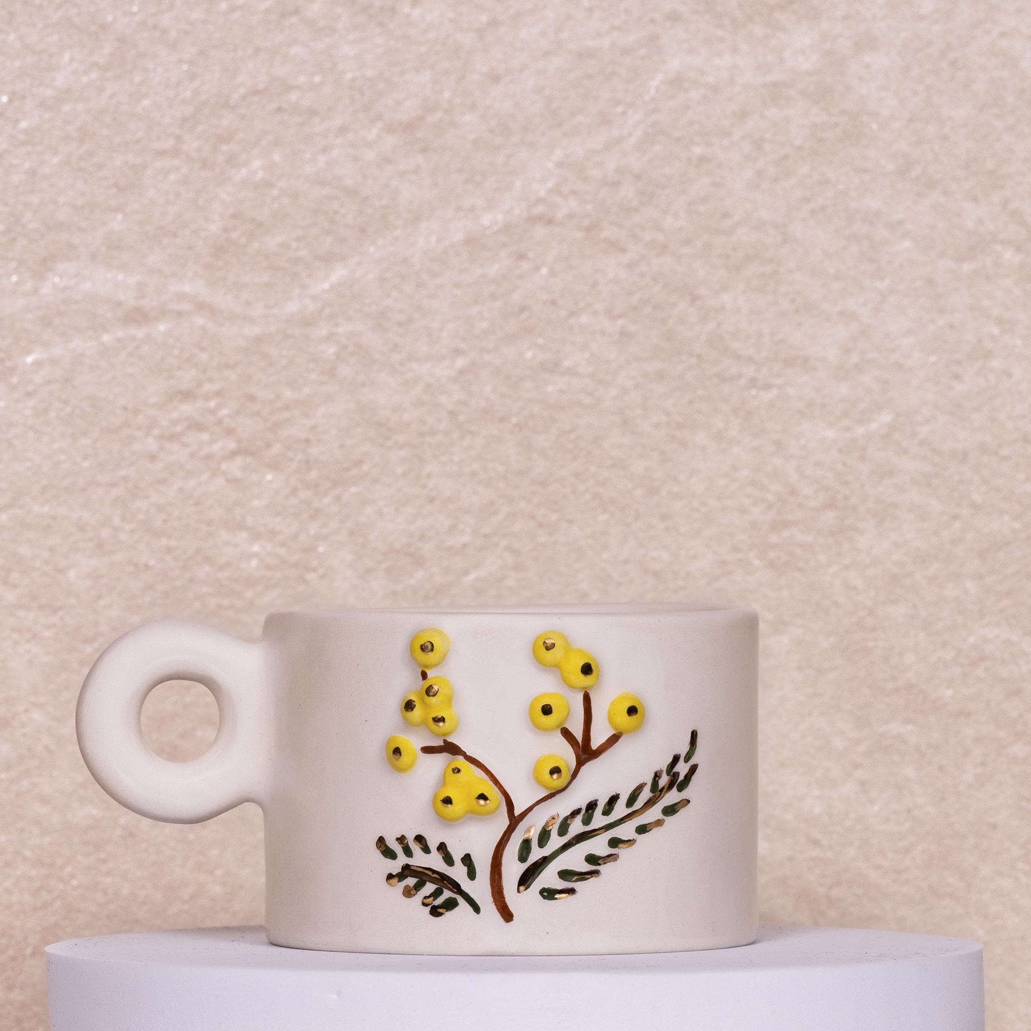 Mimoza Kupa Mug - Seramik - El Yapımı