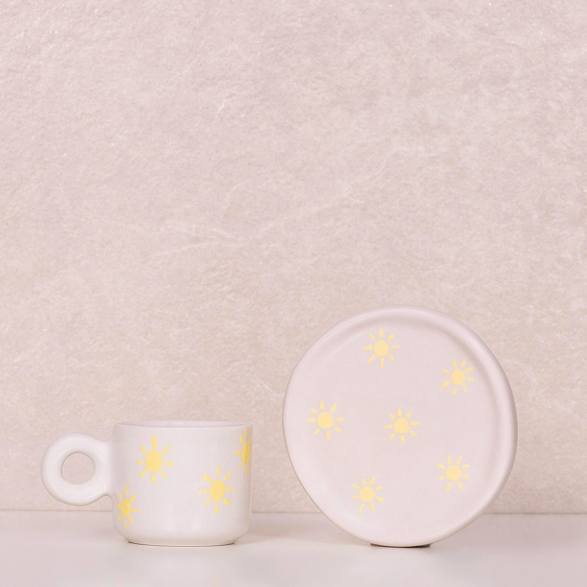 Güneş Duble Fincan - Seramik - El Yapımı