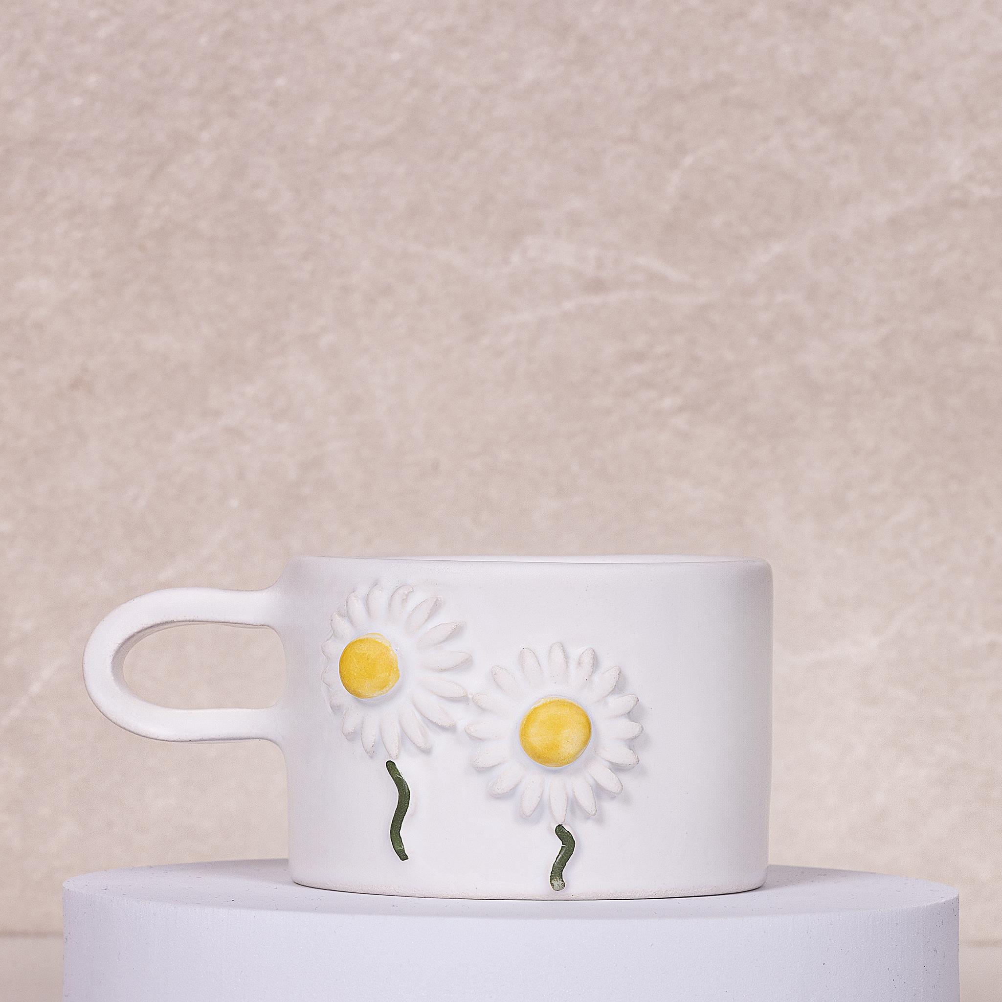Papatya Kupa Mug - Seramik - El Yapımı