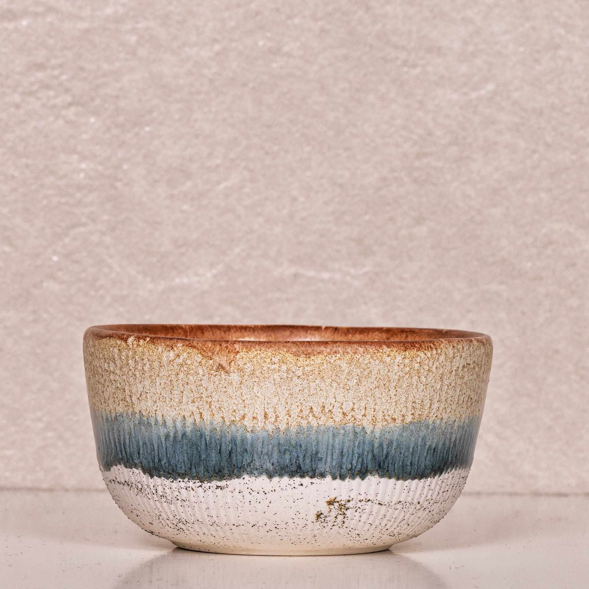 Turkuaz Turuncu Soft Kase 12x6cm - Seramik - El Yapımı