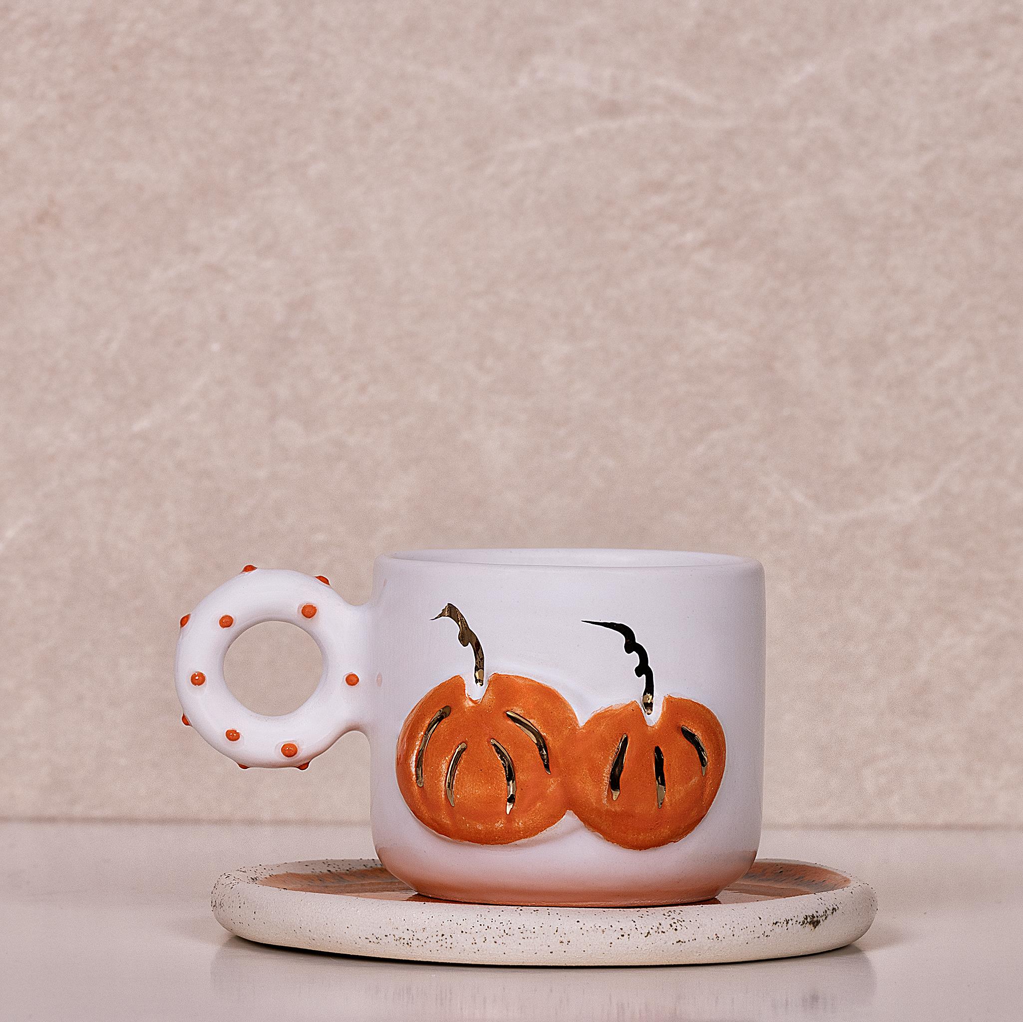 Halloween Duble Fincan - Seramik - El Yapımı
