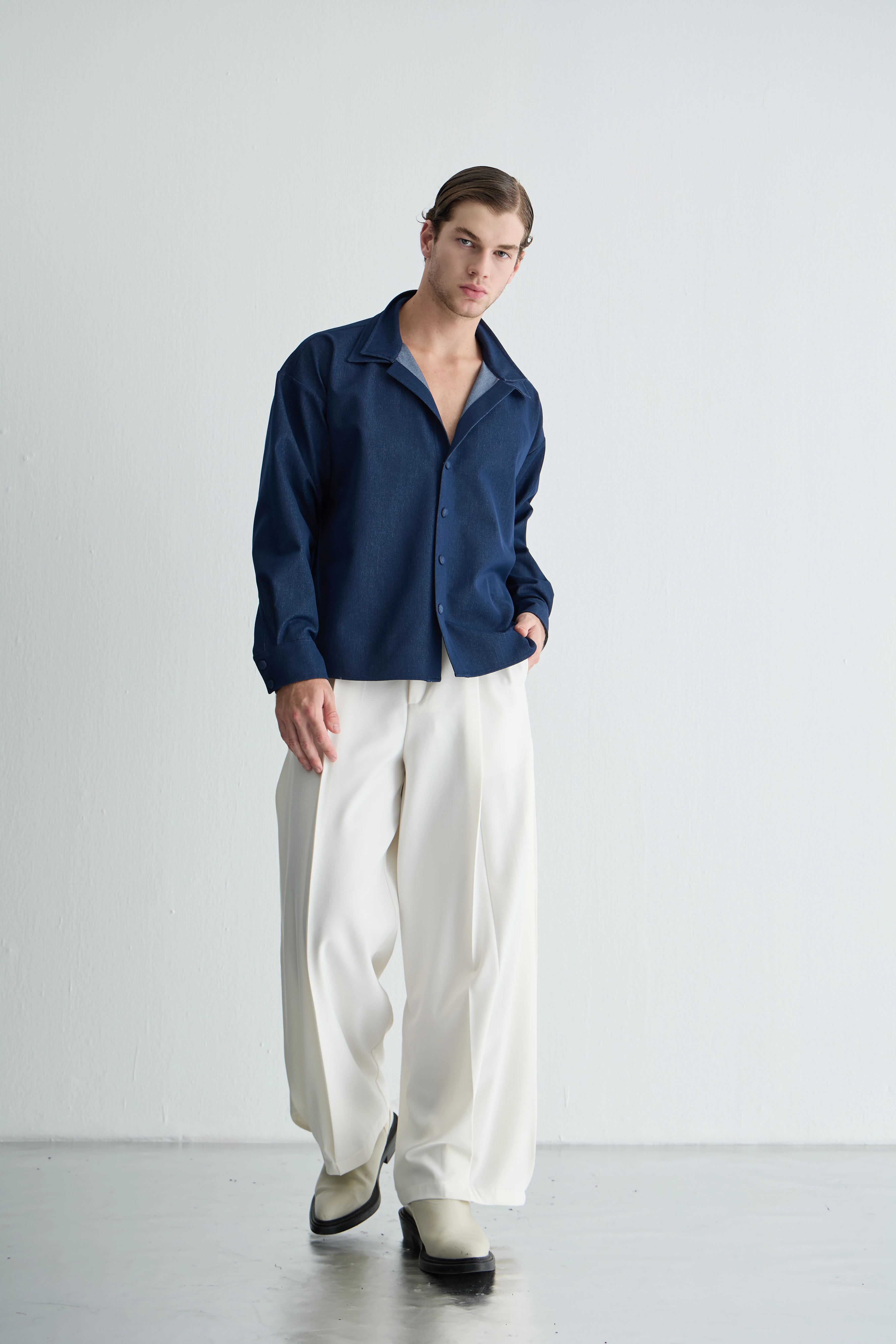 Denim Çift Yaka Gömlek