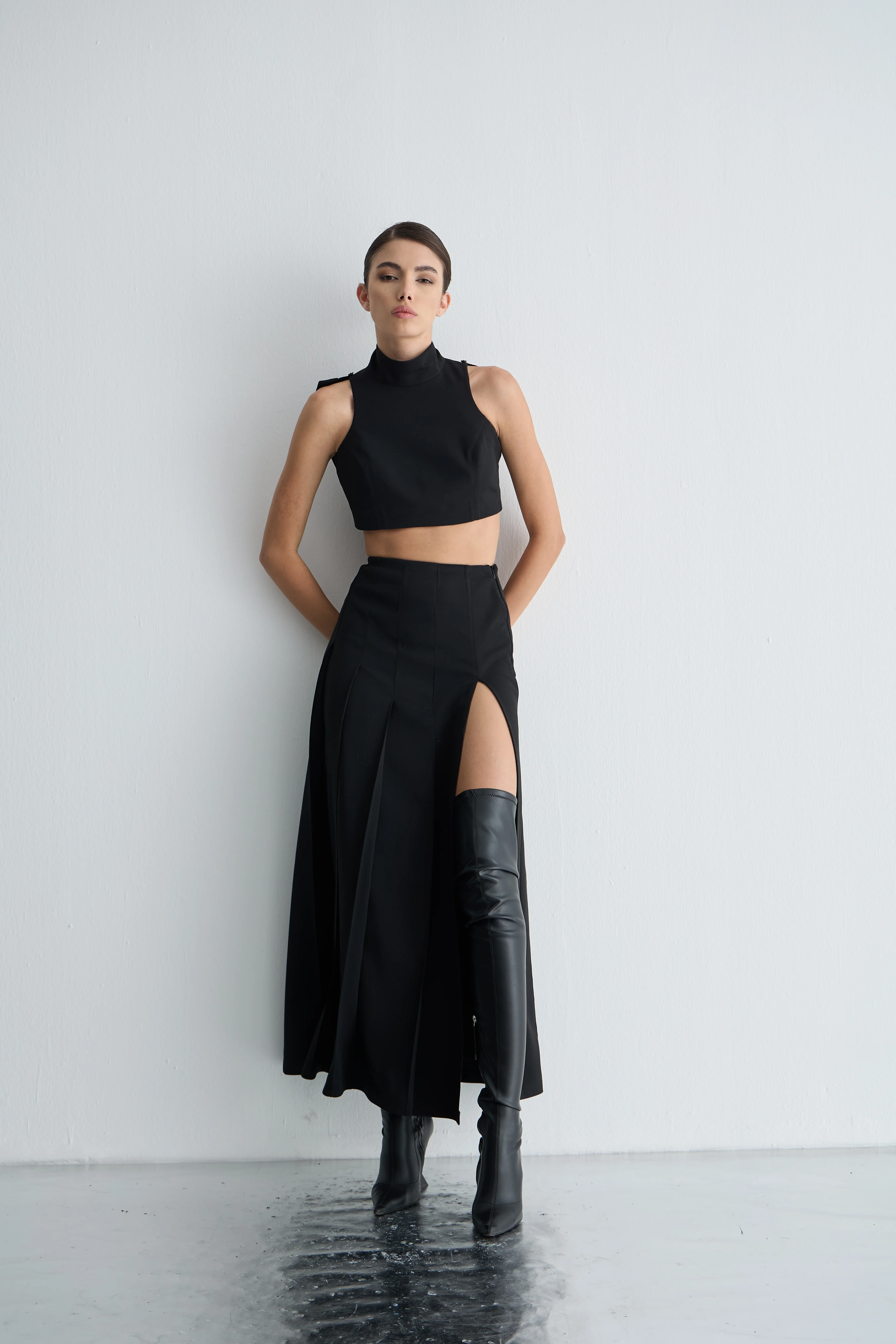 Parçalı Yüksek Bel Etek