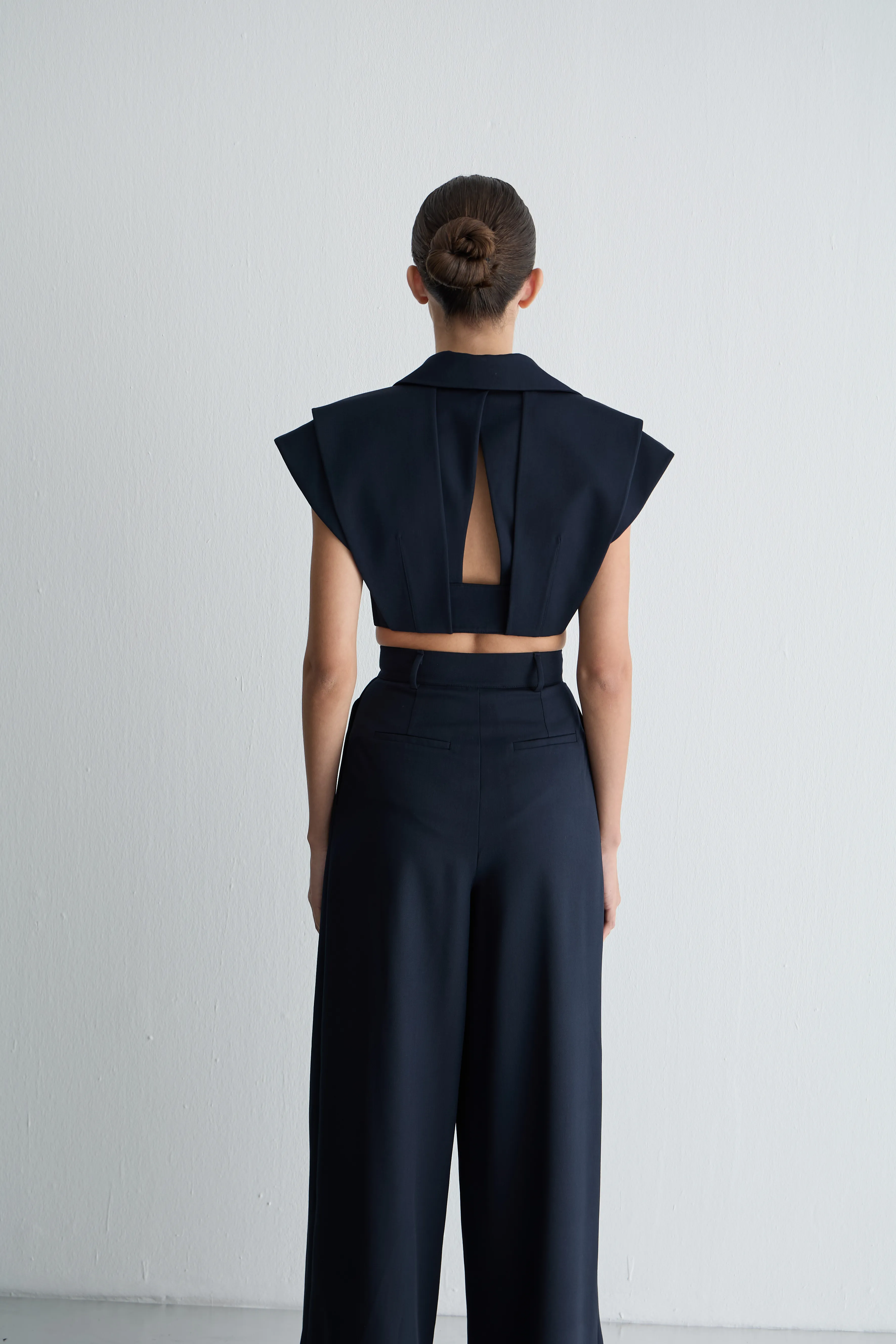 Lacivert Pileli Pantolon