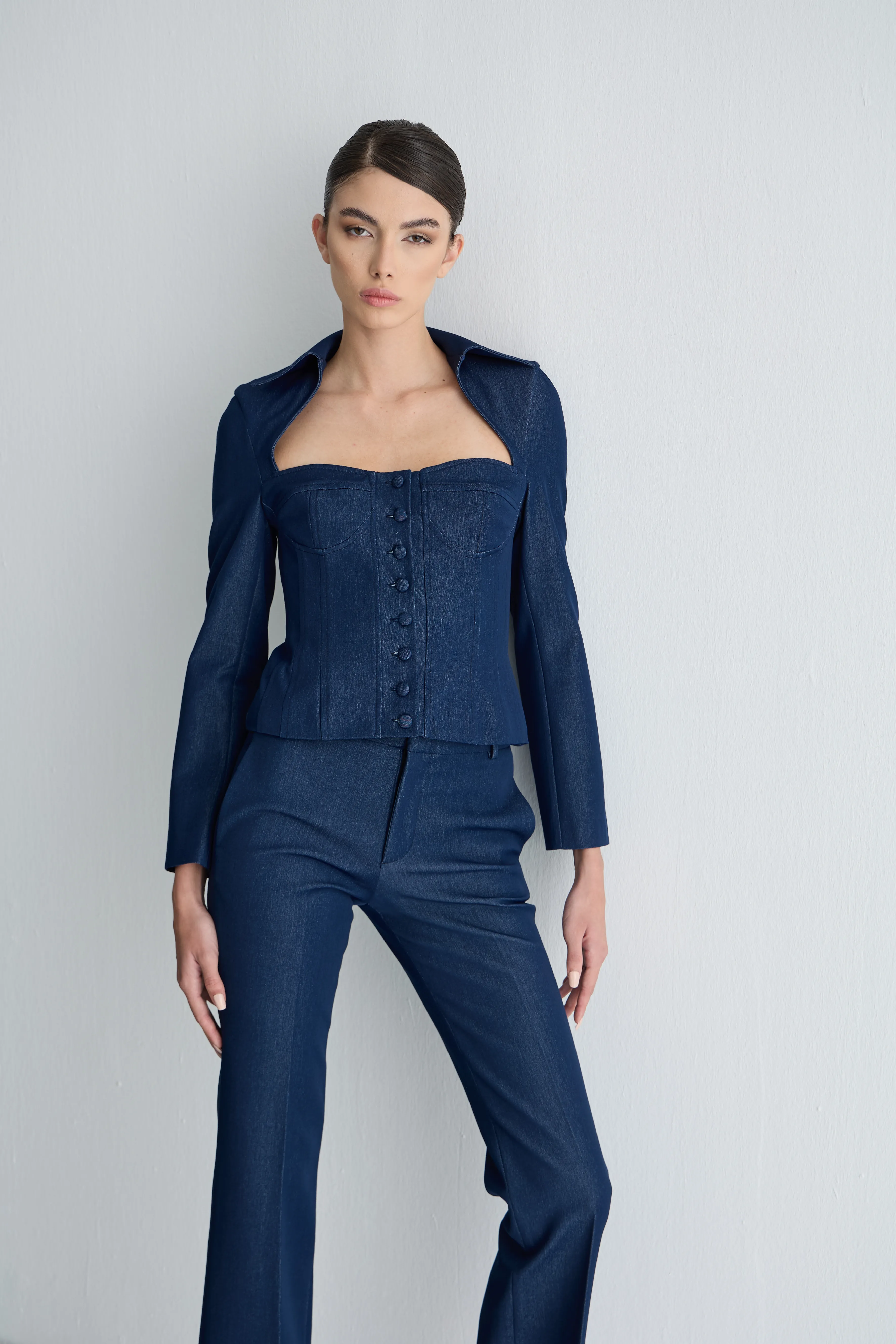 Denim Kare Yaka Ceket