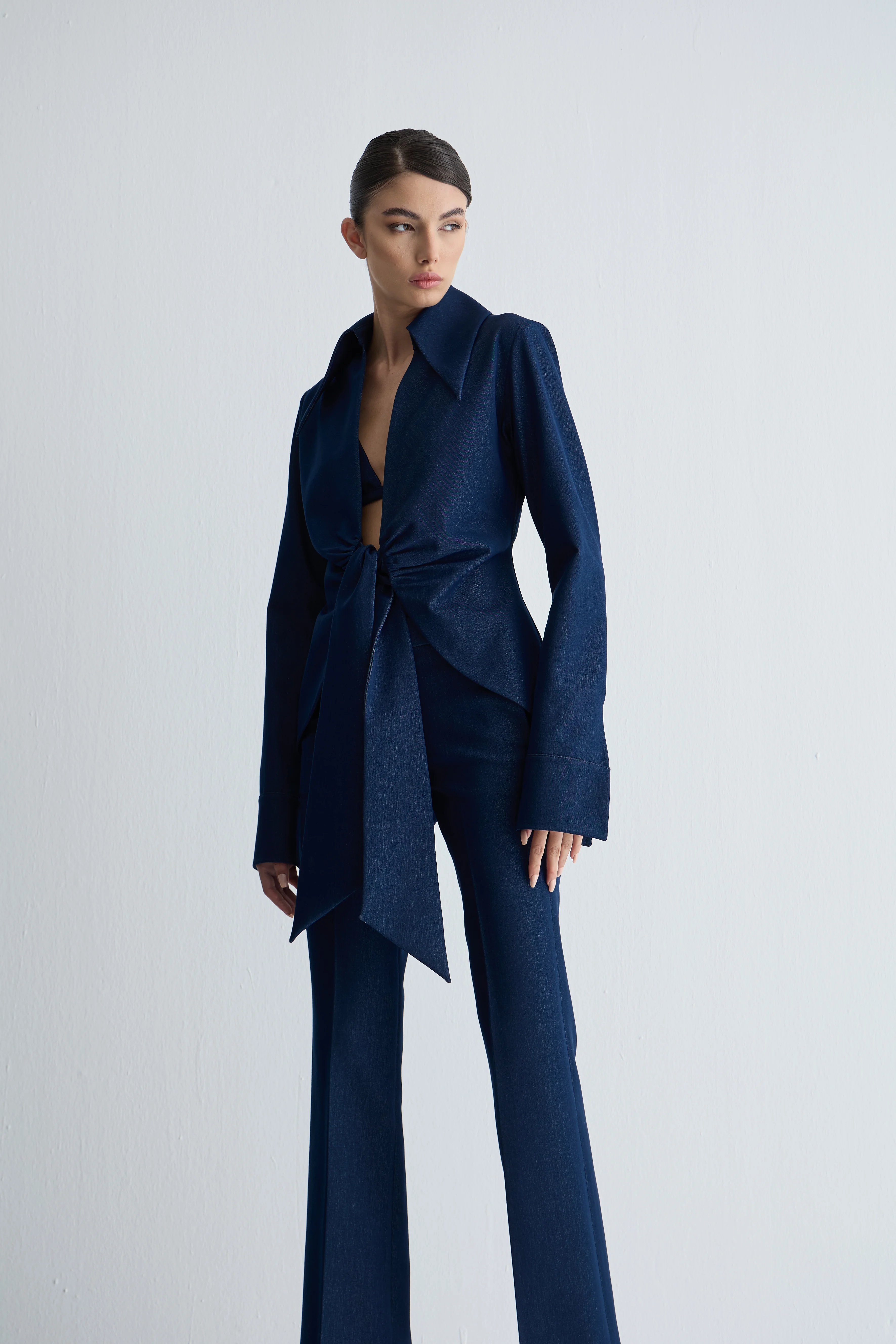 Denim Bağlamalı Gömlek