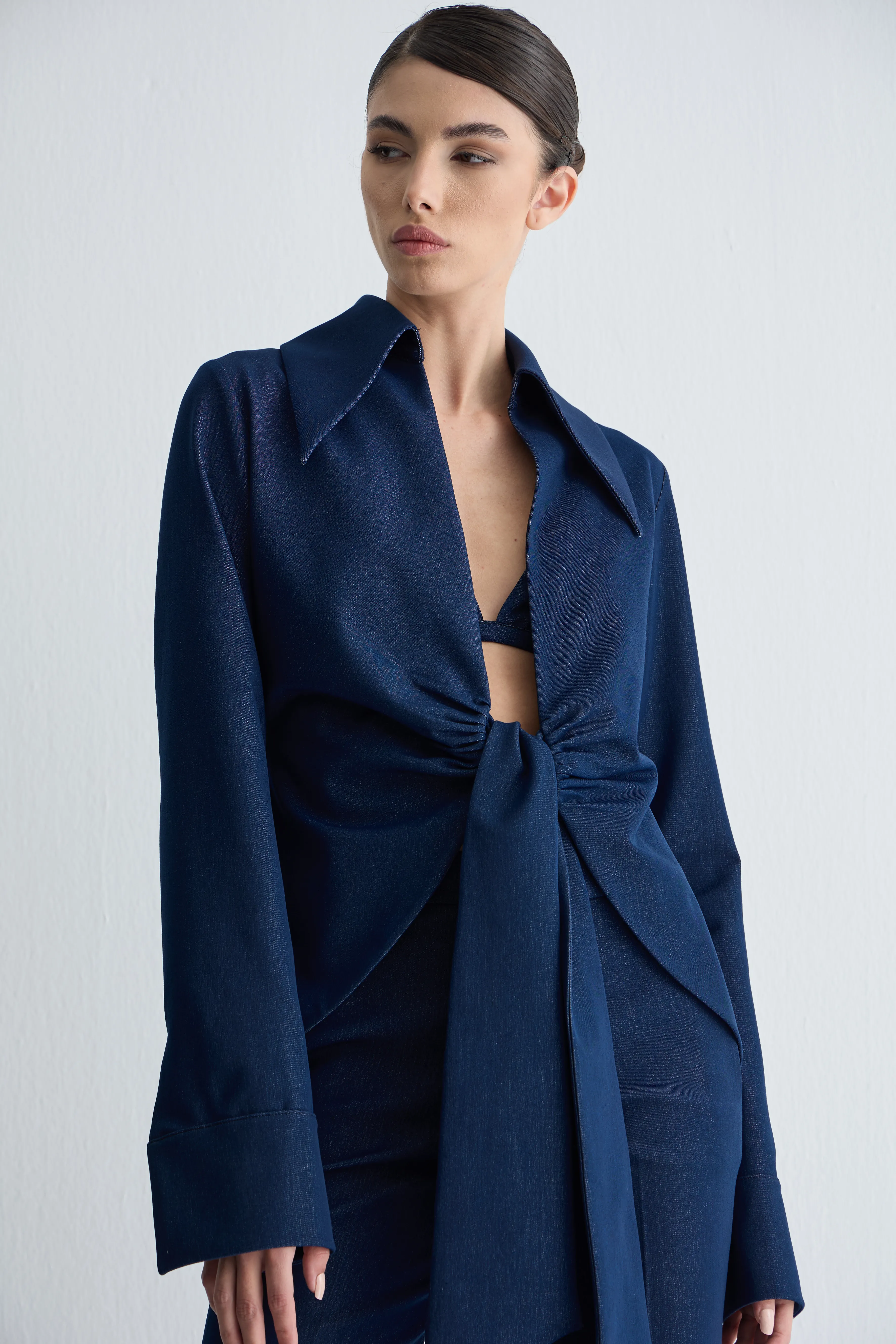 Denim Bağlamalı Gömlek