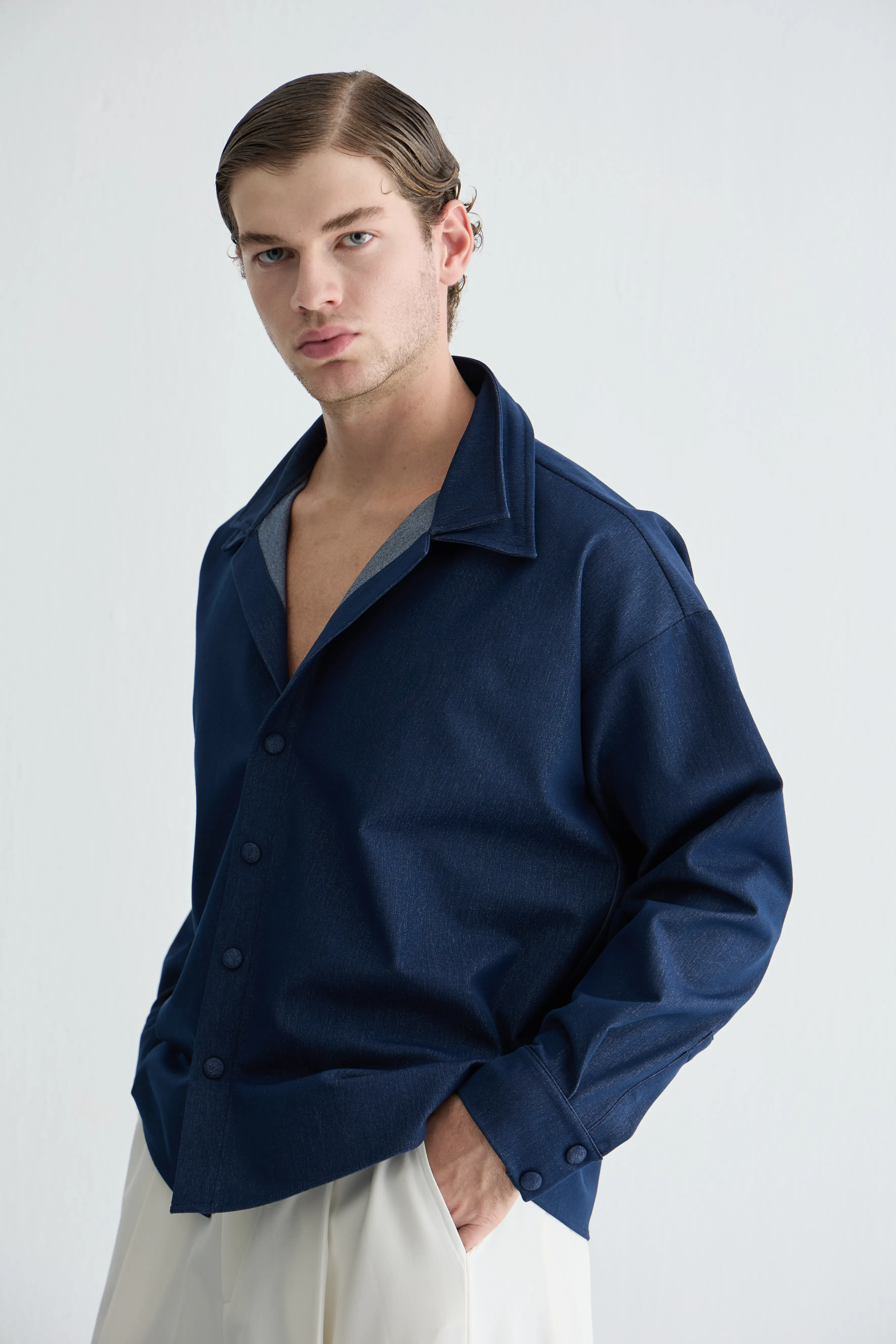 Denim Çift Yaka Gömlek