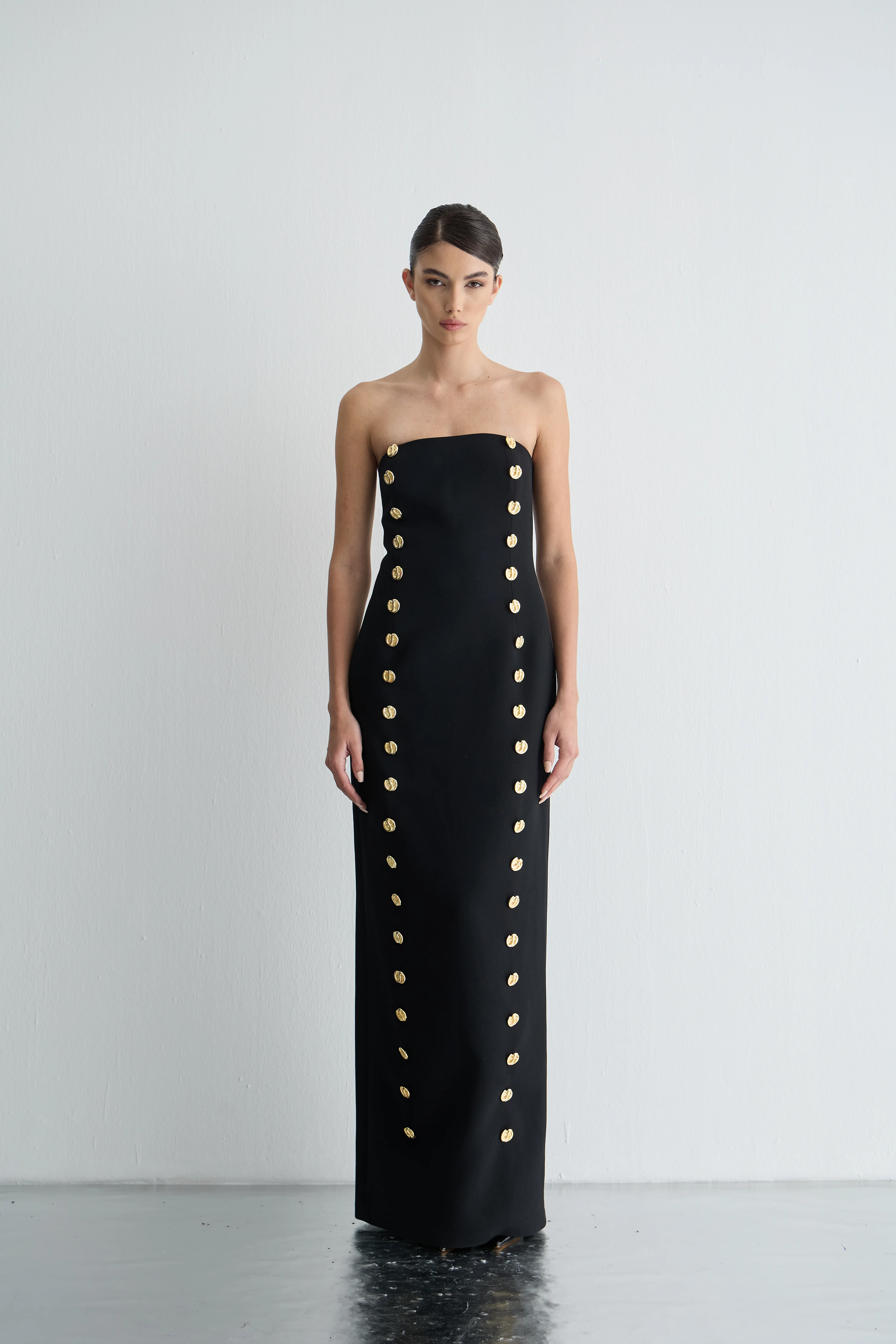 Düğmeli Maxi Boy Elbise