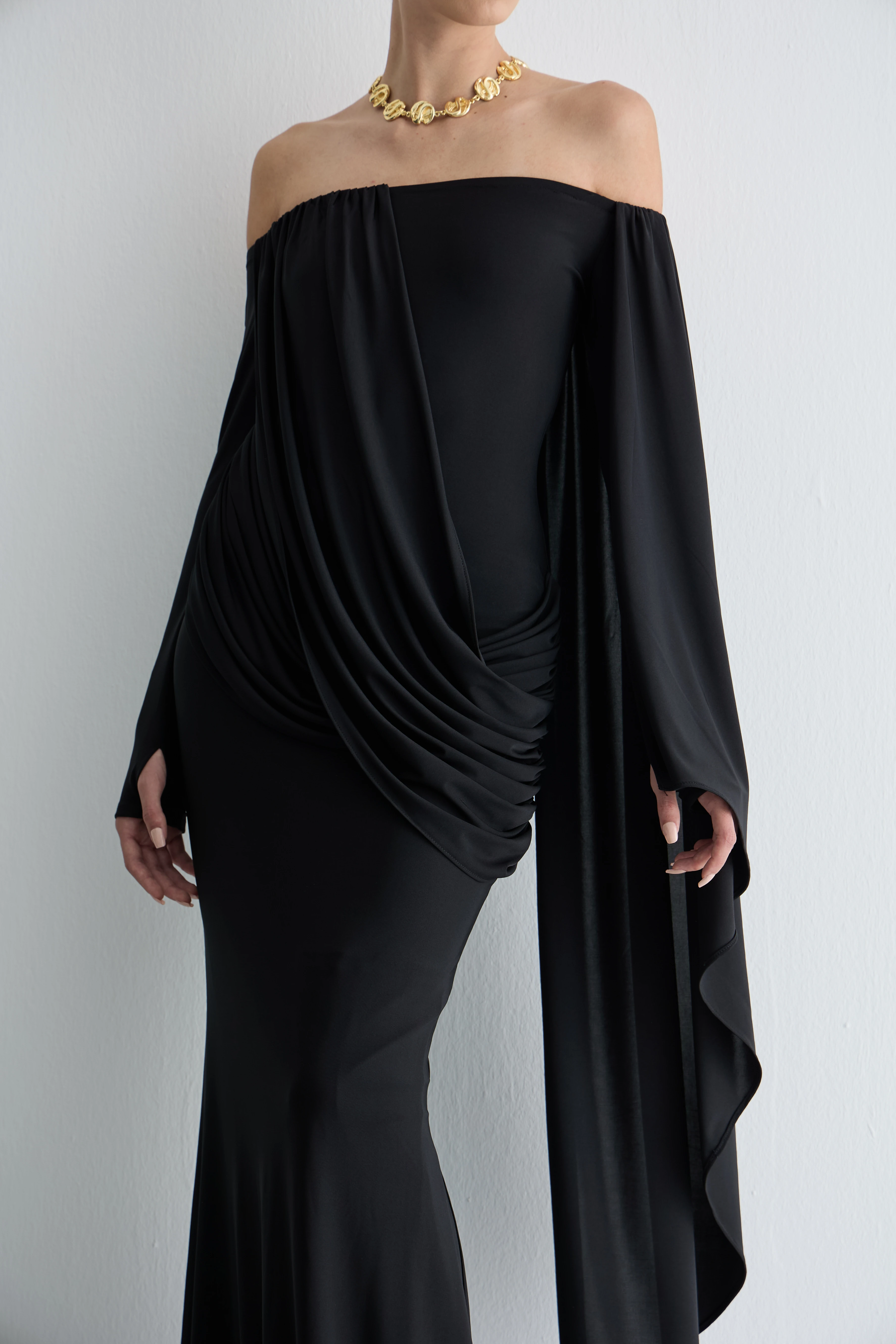 Uzun Pelerin Kol Elbise