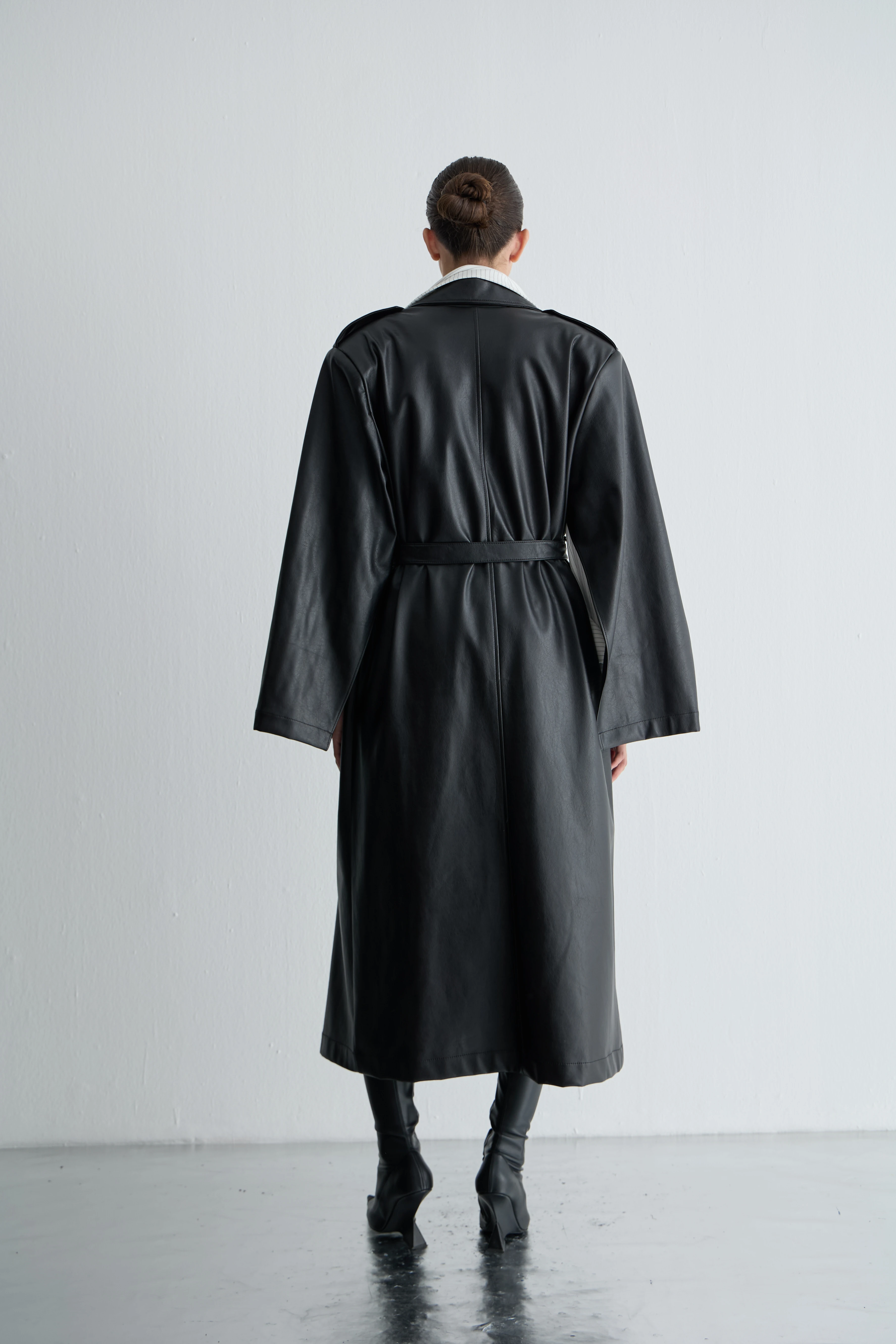 Deri Uzun Oversize Trençkot