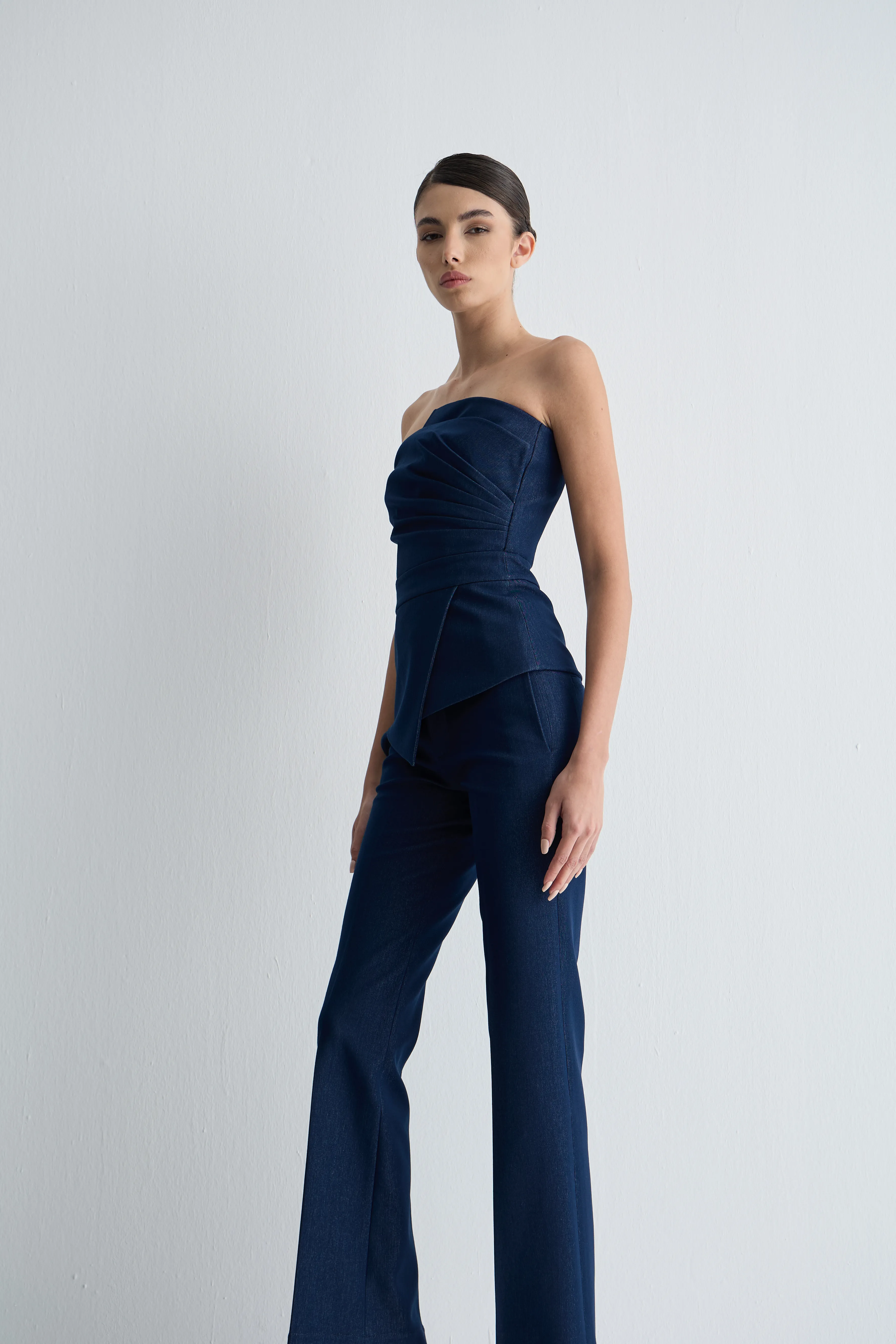 Denim Straplez Büstiyer