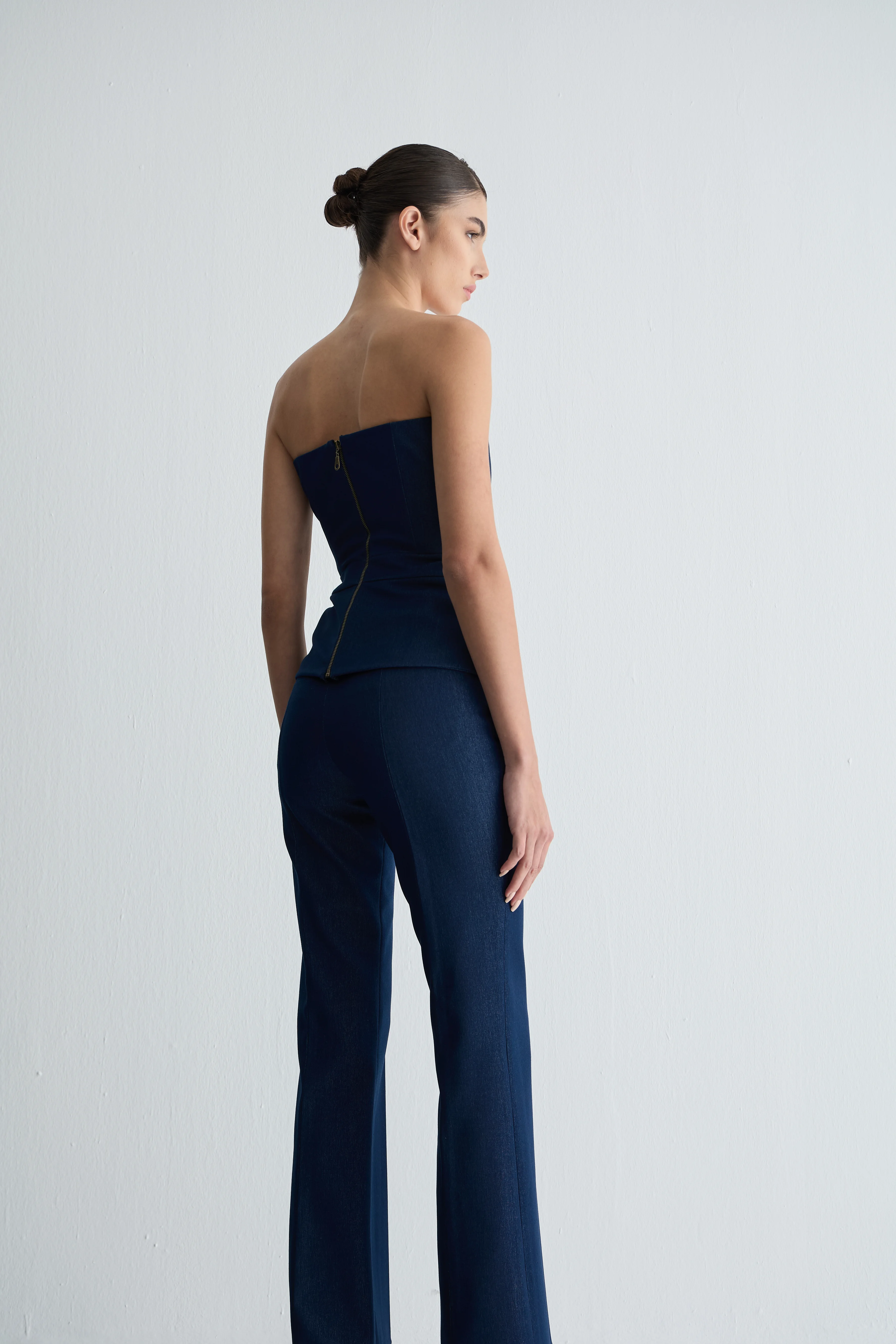 Denim Straplez Büstiyer