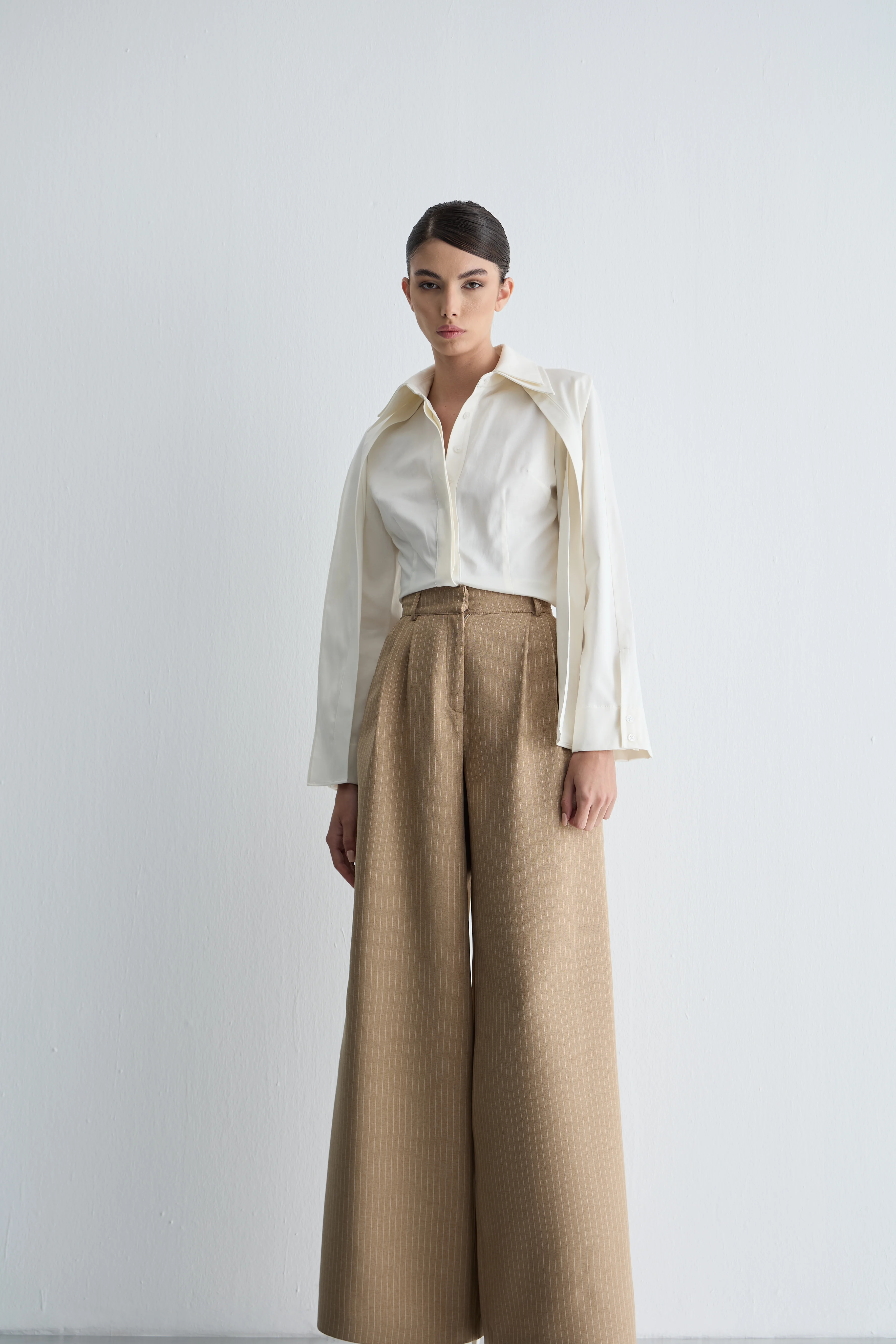 Çizgili Pileli Pantolon