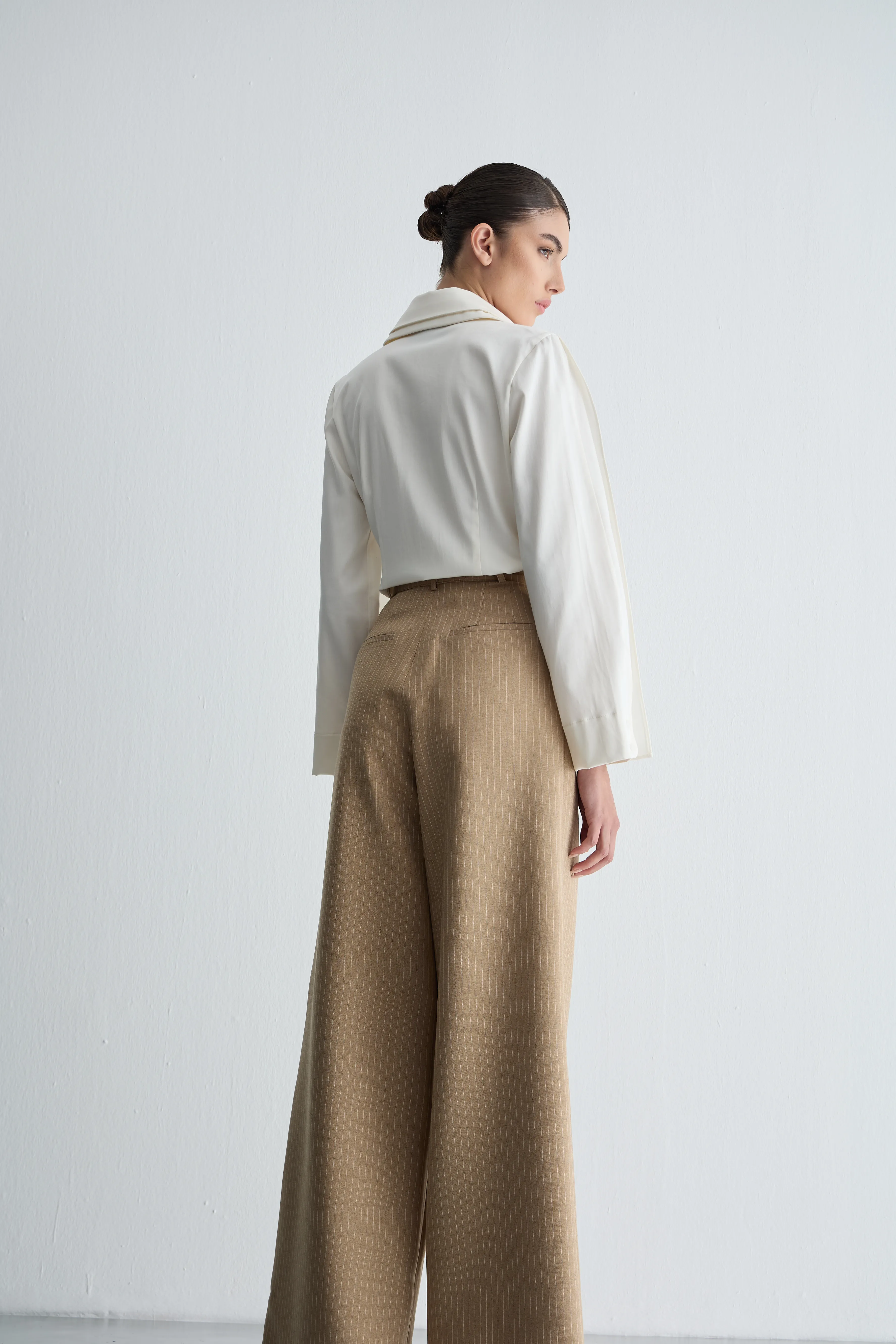 Çizgili Pileli Pantolon