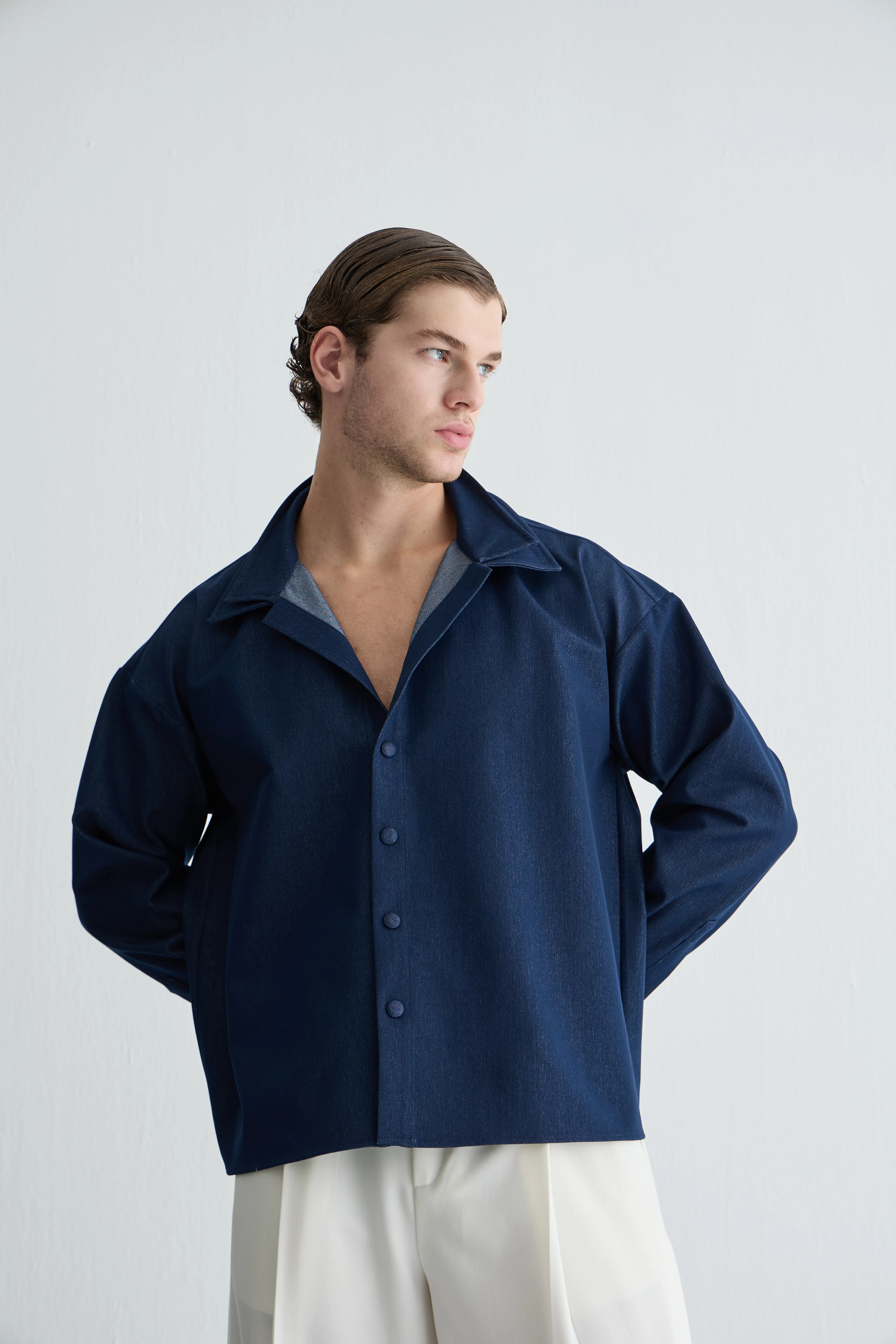 Denim Çift Yaka Gömlek