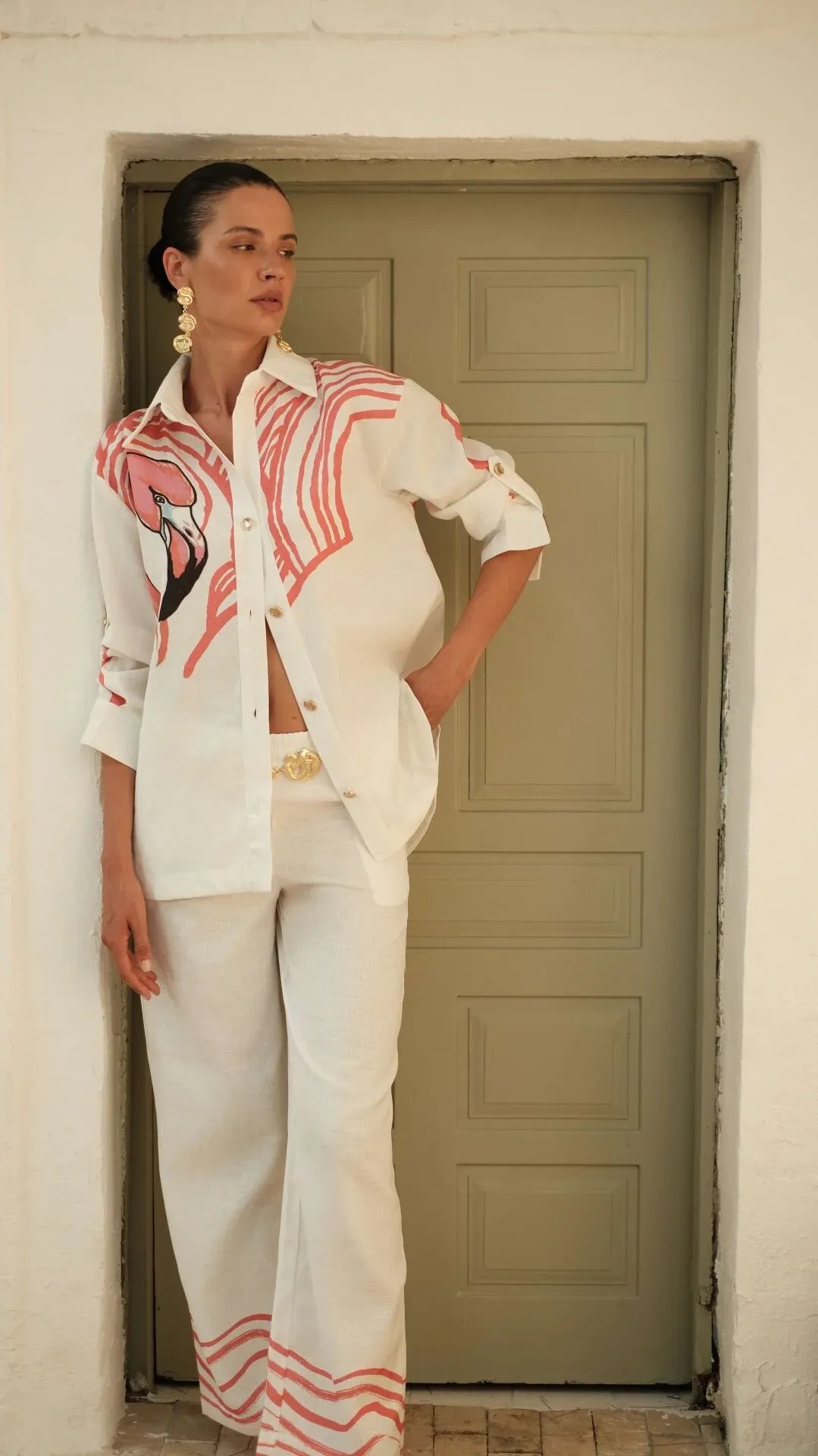 Flamingo Dreams Keten Pantolon