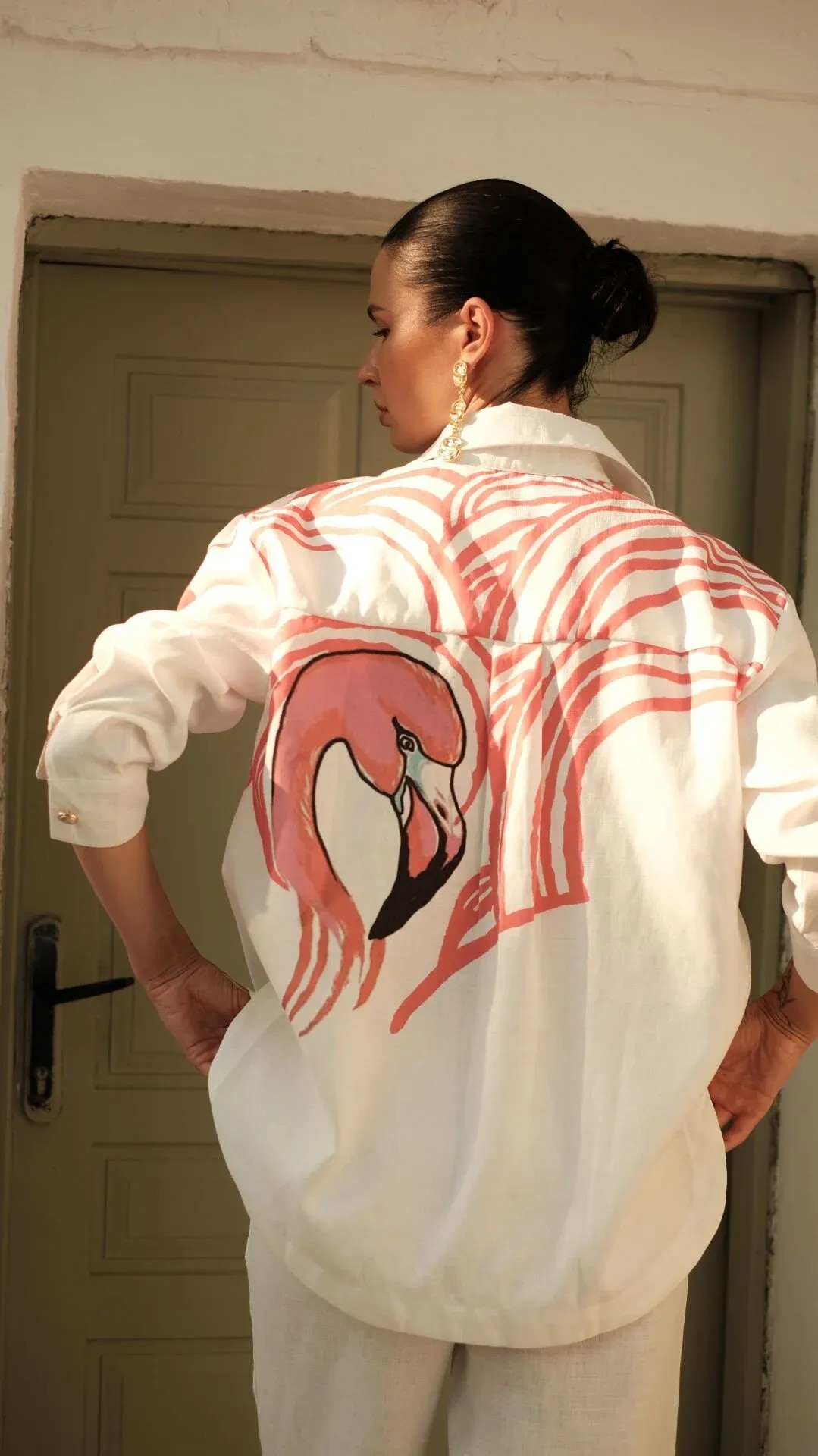 Flamingo Dreams Keten Gömlek