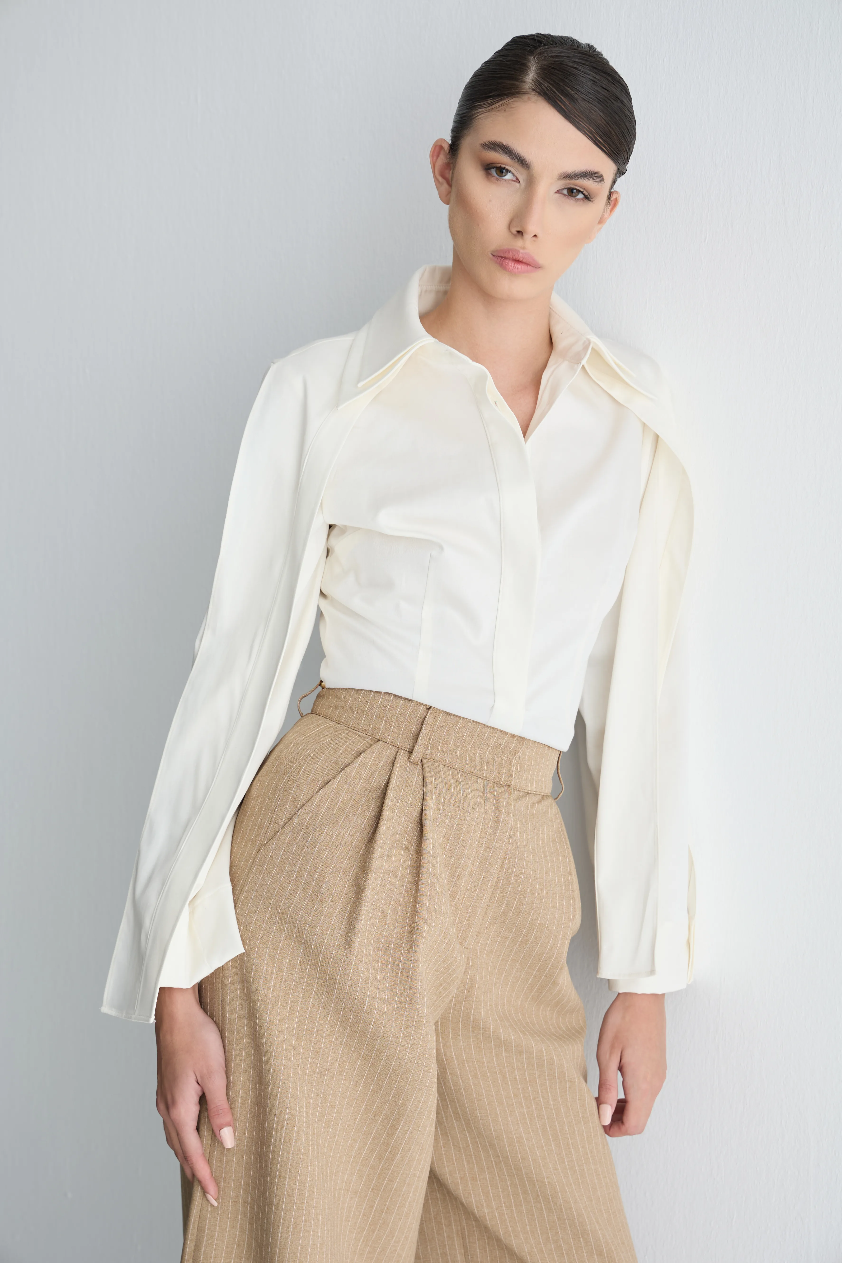 Çizgili Pileli Pantolon