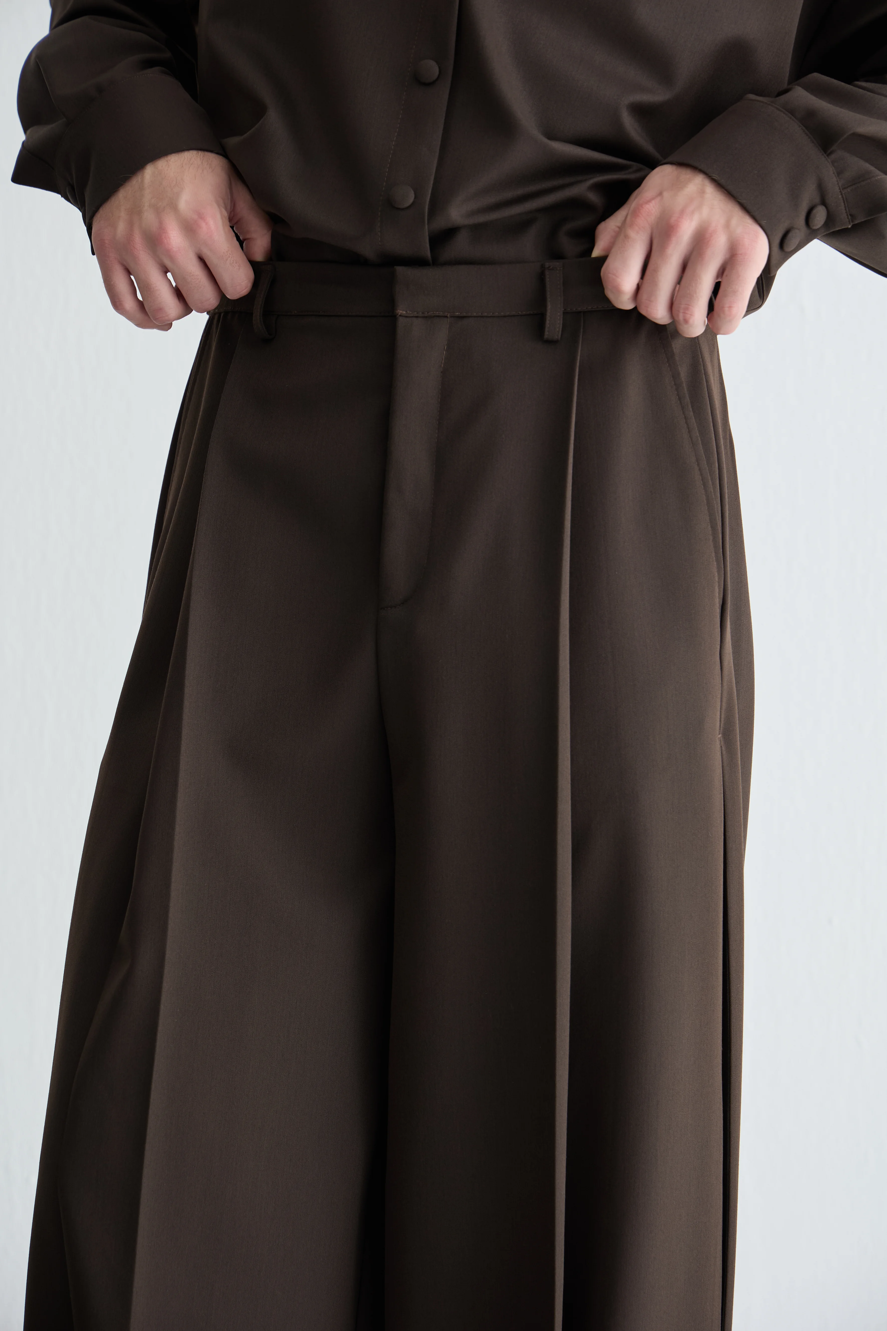 Kahve Pileli Pantolon