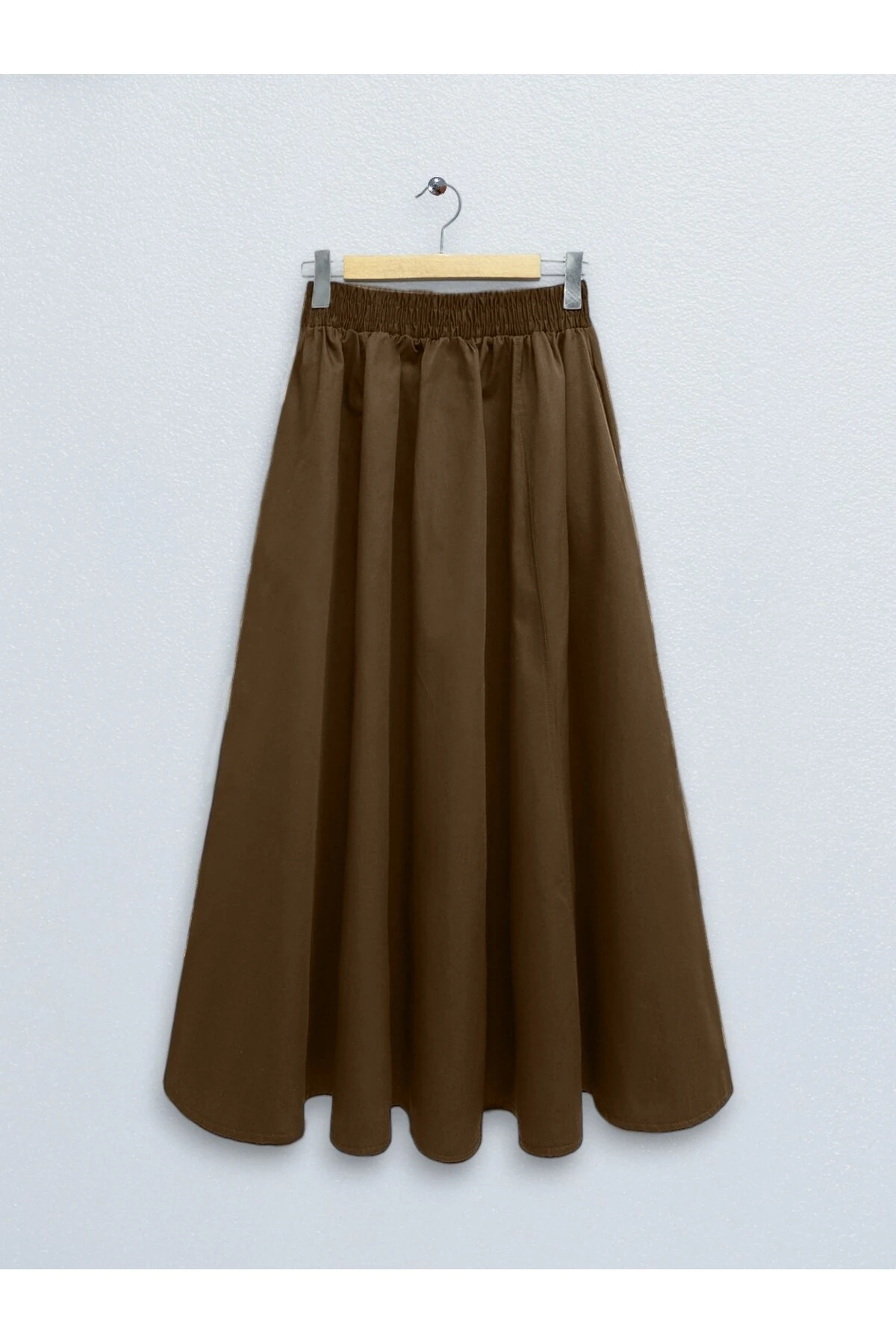 Çift Cepli Poplin Kloş Etek