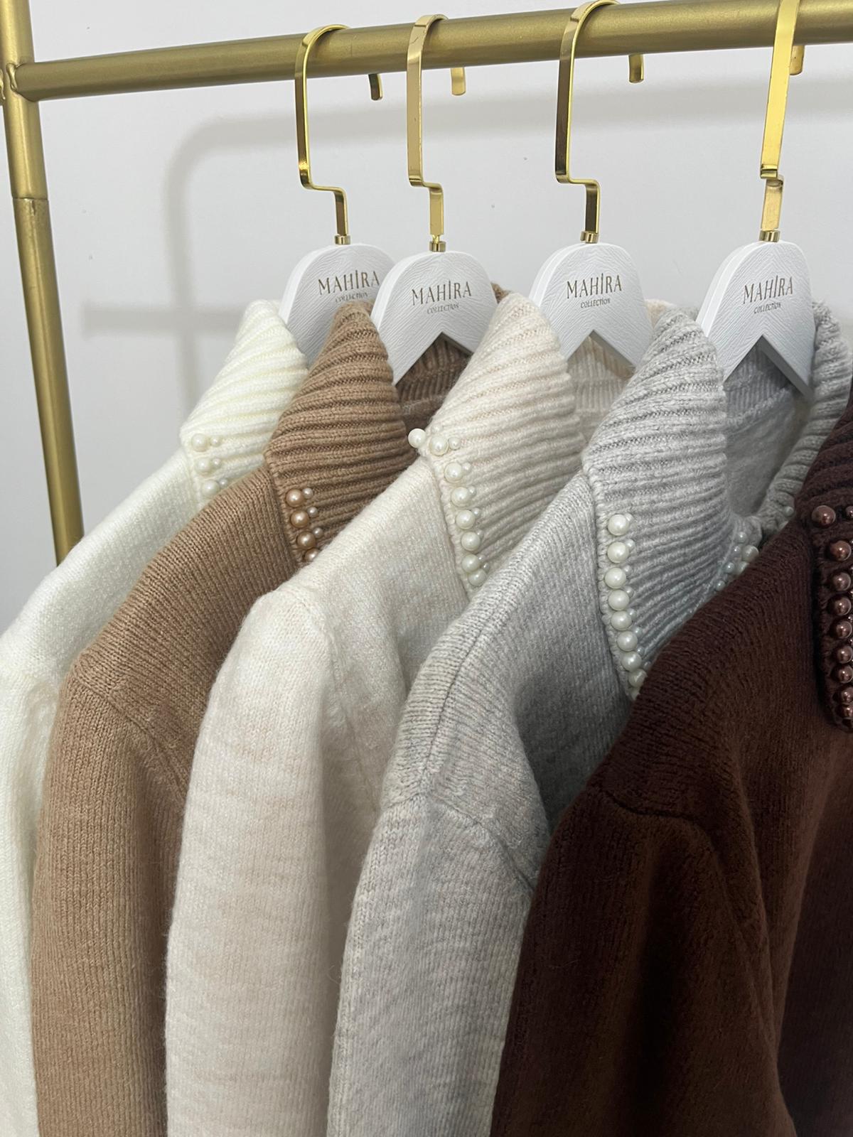 Yaka İnci Şardon Kumaş Kazak