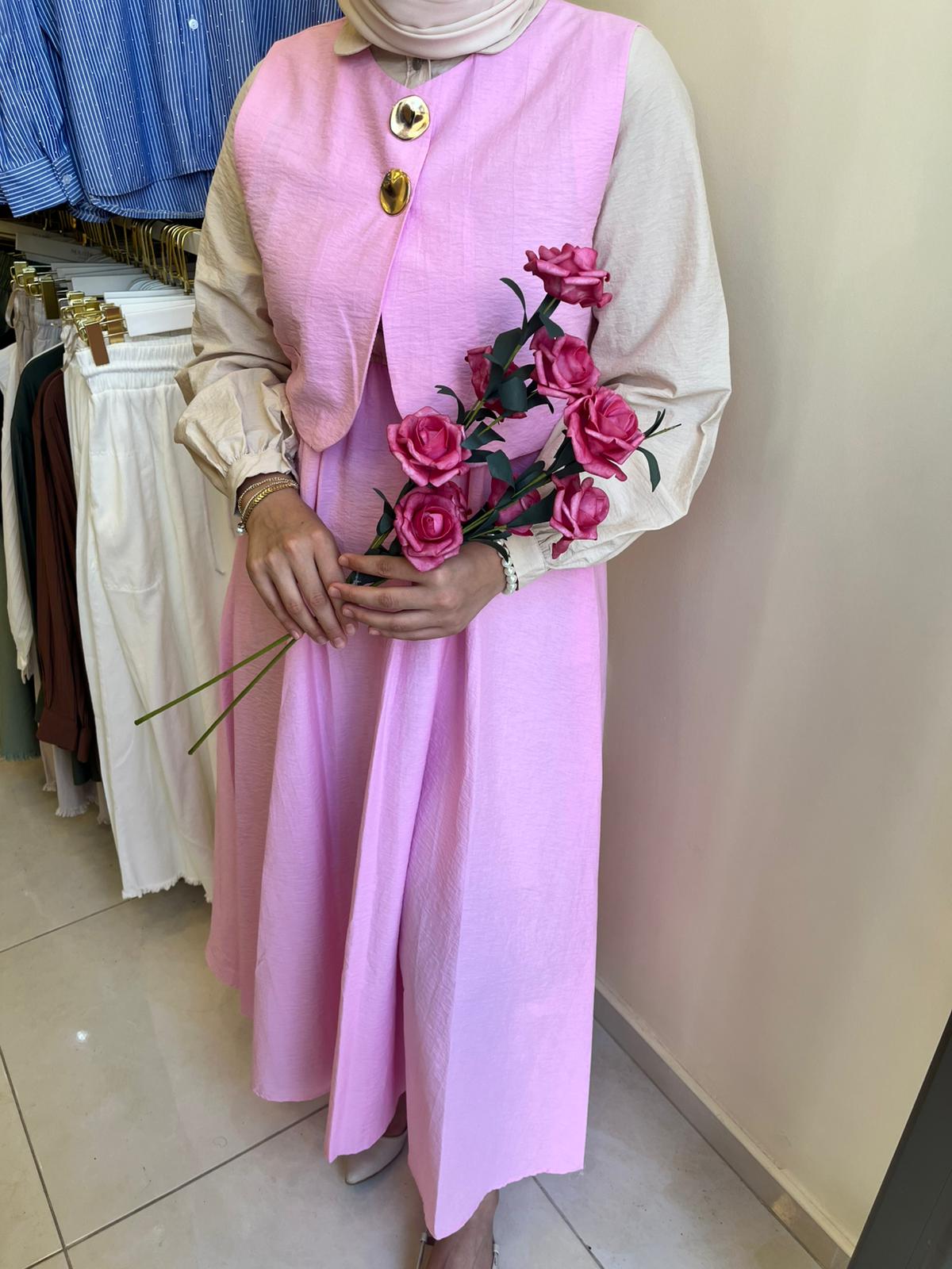 Lina Gold Düğme Yelekli  Elbise