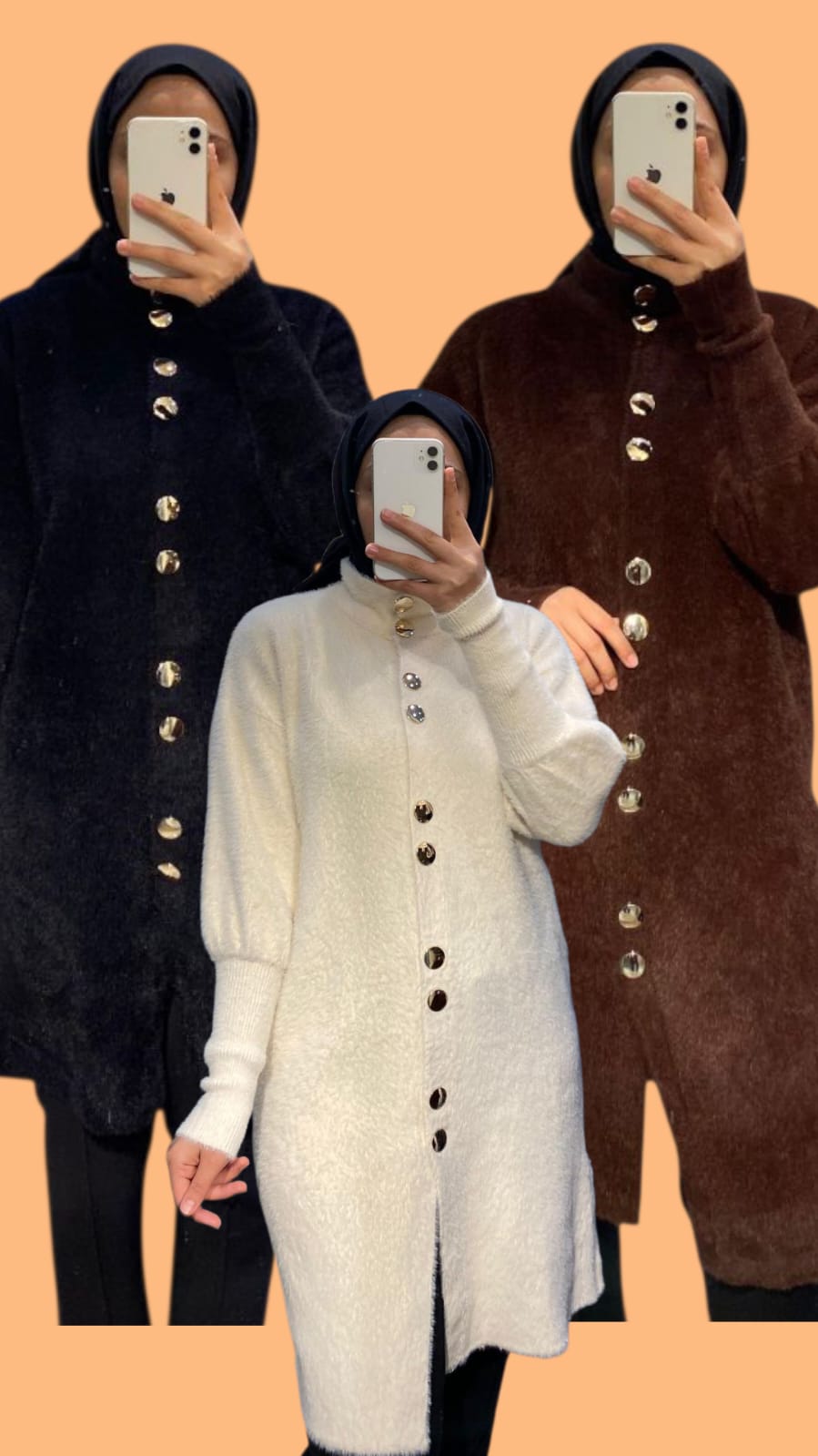 Seba Uzun Düğmeli Hırka