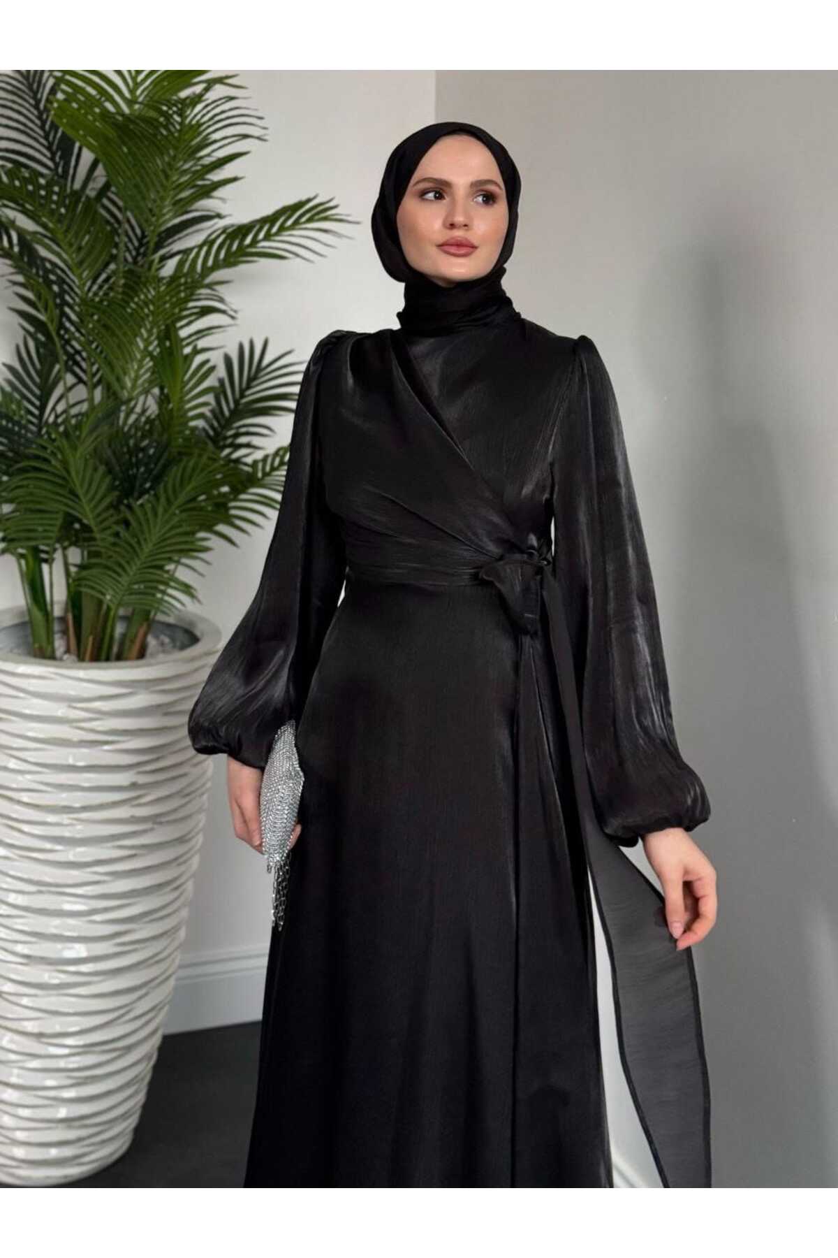 Yandan Bağlamalı Organze Elbise