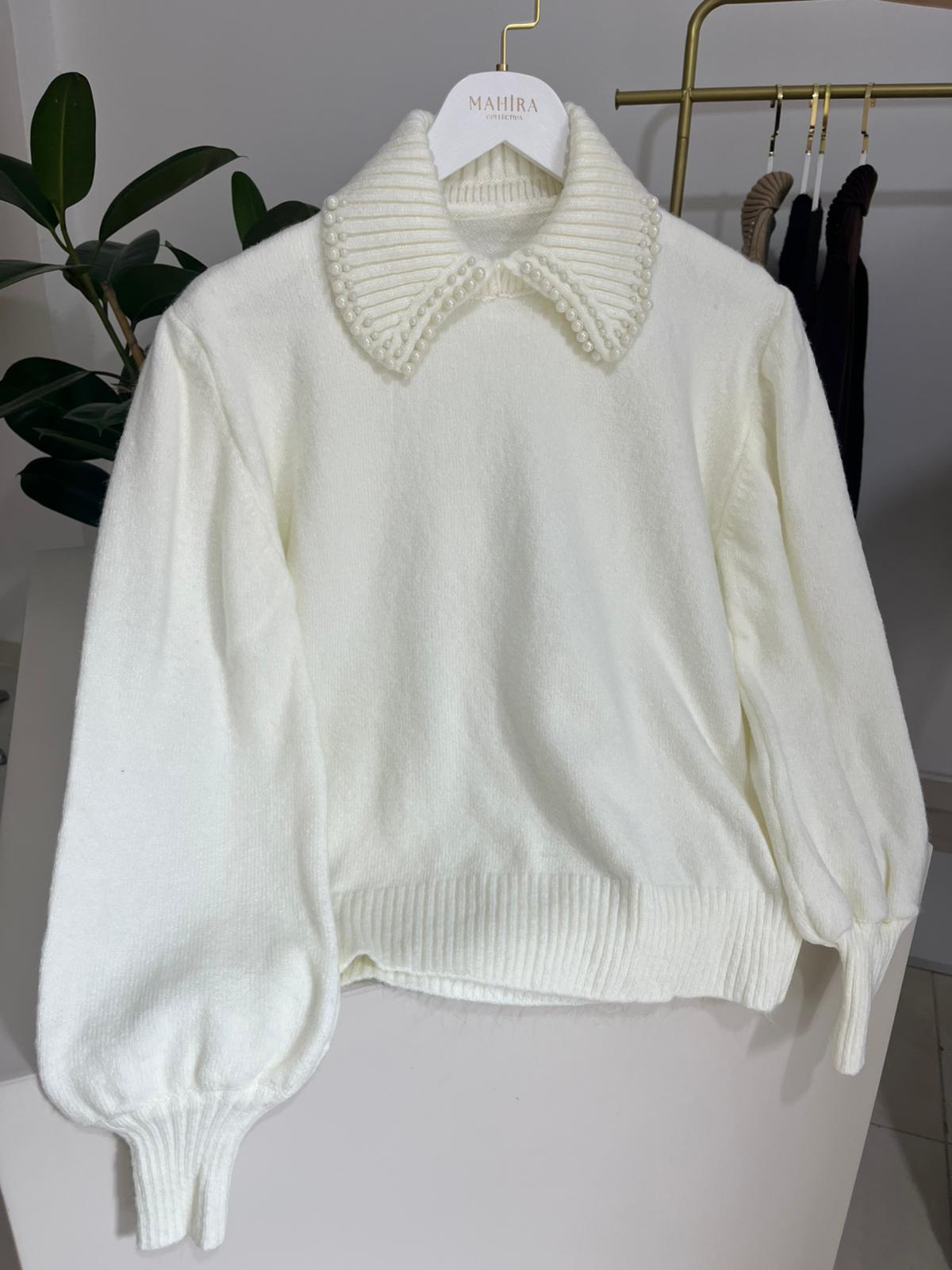 Yaka İnci Şardon Kumaş Kazak